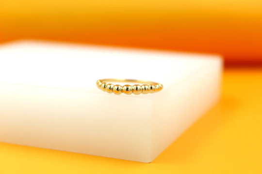 MIA Jewelry - 18k Gold Beaded Band Ring: 6 US - Image 2