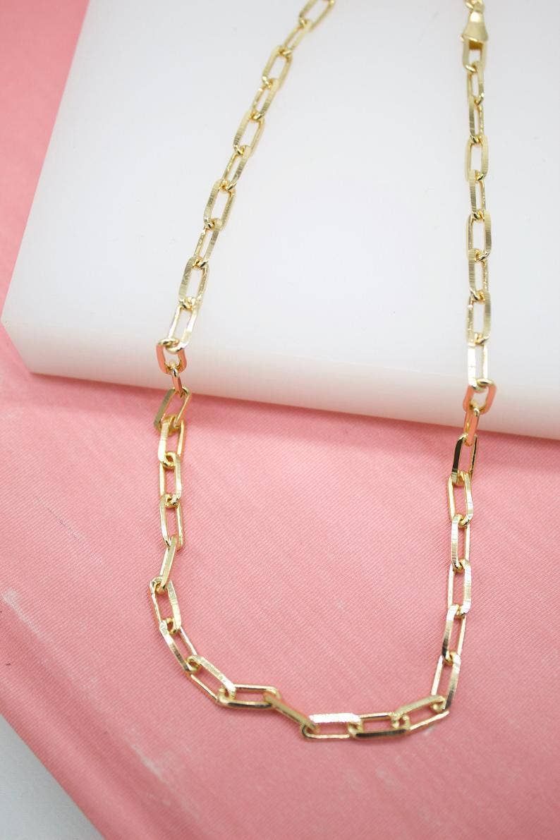MIA Jewelry - 18K Gold Filled 5mm Paper Clip Chain (F185): 16' Inch