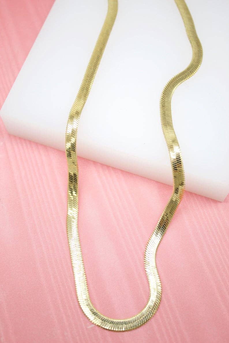 MIA Jewelry - 18K Gold Filled Herringbone Chain (H29-37): 18' Inch / 6mm - Image 2