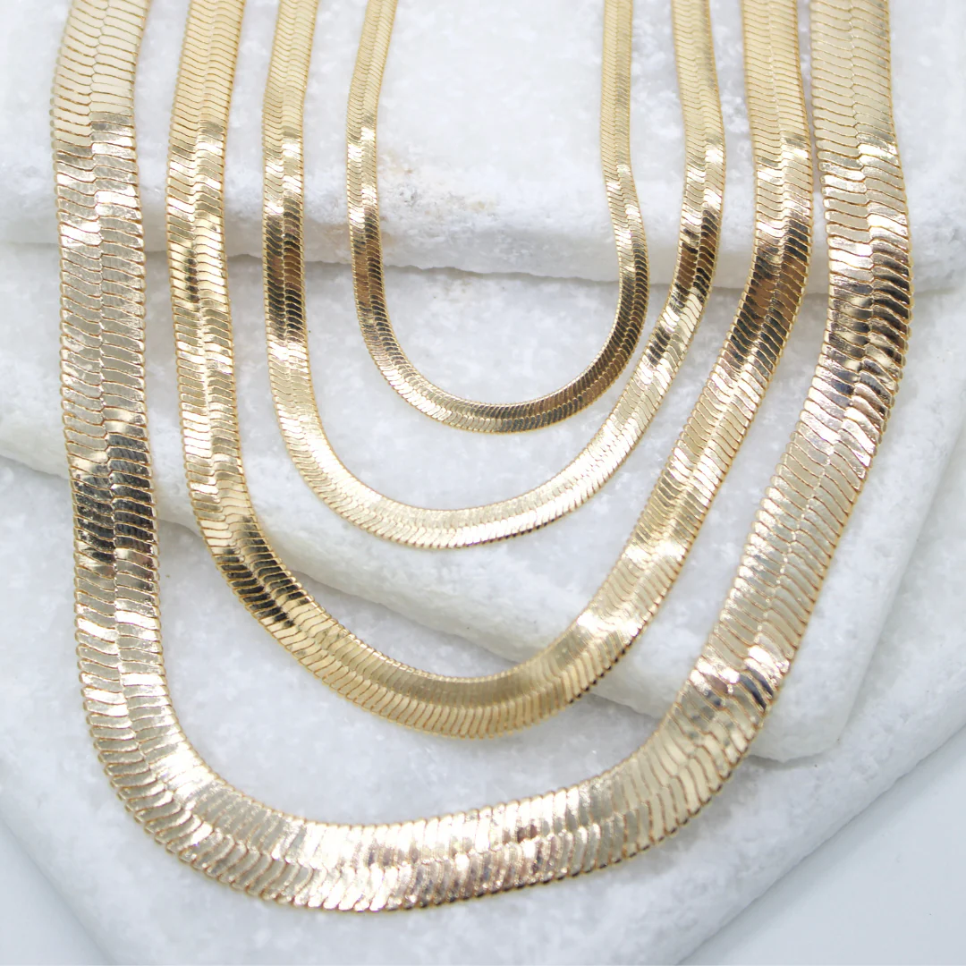 MIA Jewelry - 18K Gold Filled Herringbone Chain (H29-37): 18' Inch / 6mm - Image 4