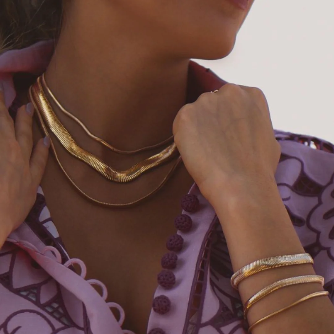 MIA Jewelry - 18K Gold Filled Herringbone Chain (H29-37): 18' Inch / 6mm - Image 5