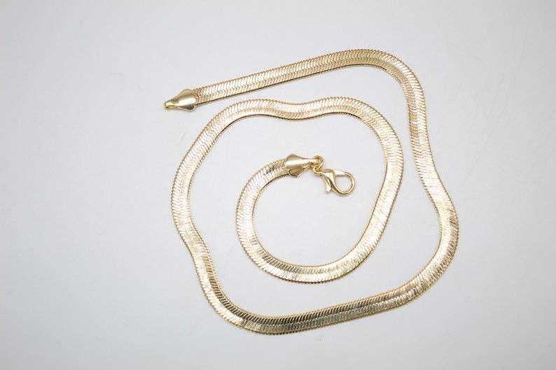 MIA Jewelry - 18K Gold Filled Herringbone Chain (H29-37): 7' Inch / 4mm - Image 3