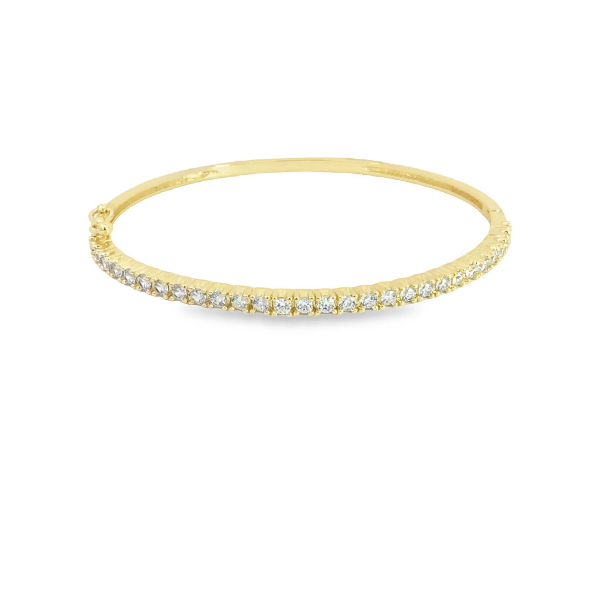 MIA Jewelry - 18K Gold Filled Slim Round CZ Stone Buckle Bangle (B33): Rhodium - Image 2