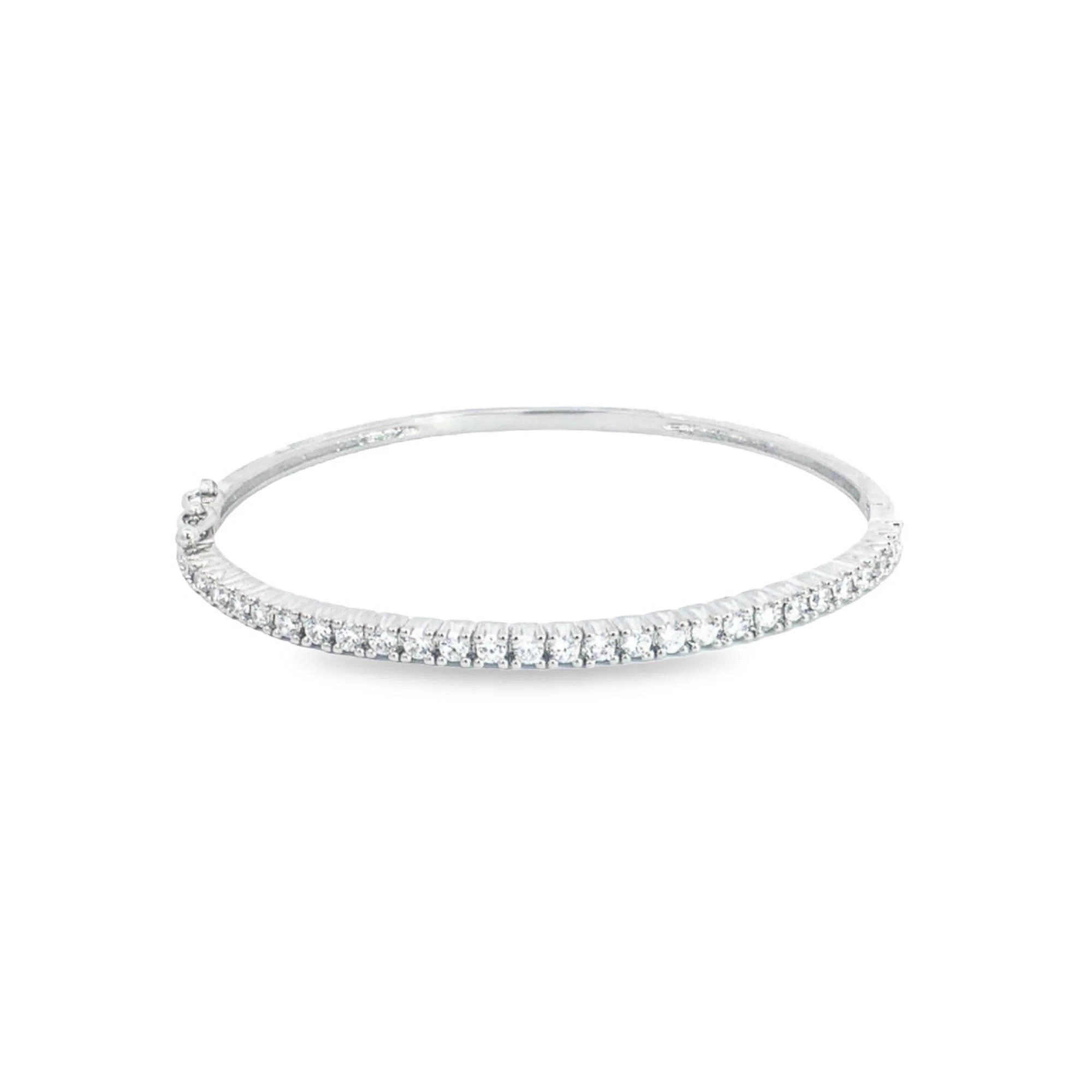 MIA Jewelry - 18K Gold Filled Slim Round CZ Stone Buckle Bangle (B33): Rhodium - Image 3