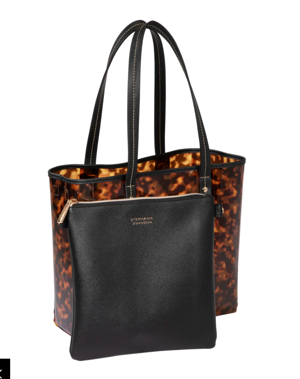 MIAMI CLEARLY TORTOISE PIPER TOTE WITH POUCH - Image 4