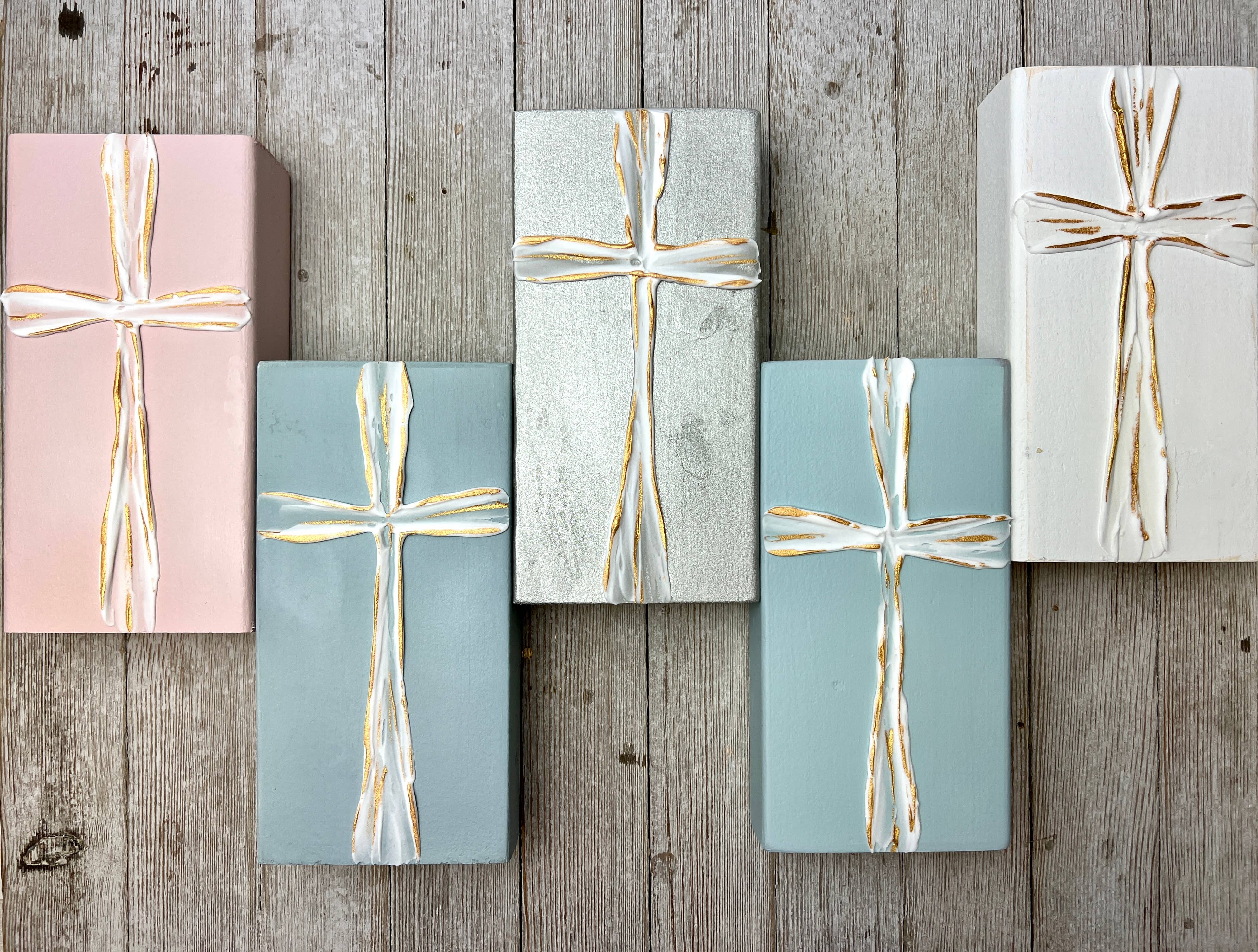 Michelle Allen Designs - 4x7 White Cross Art: White