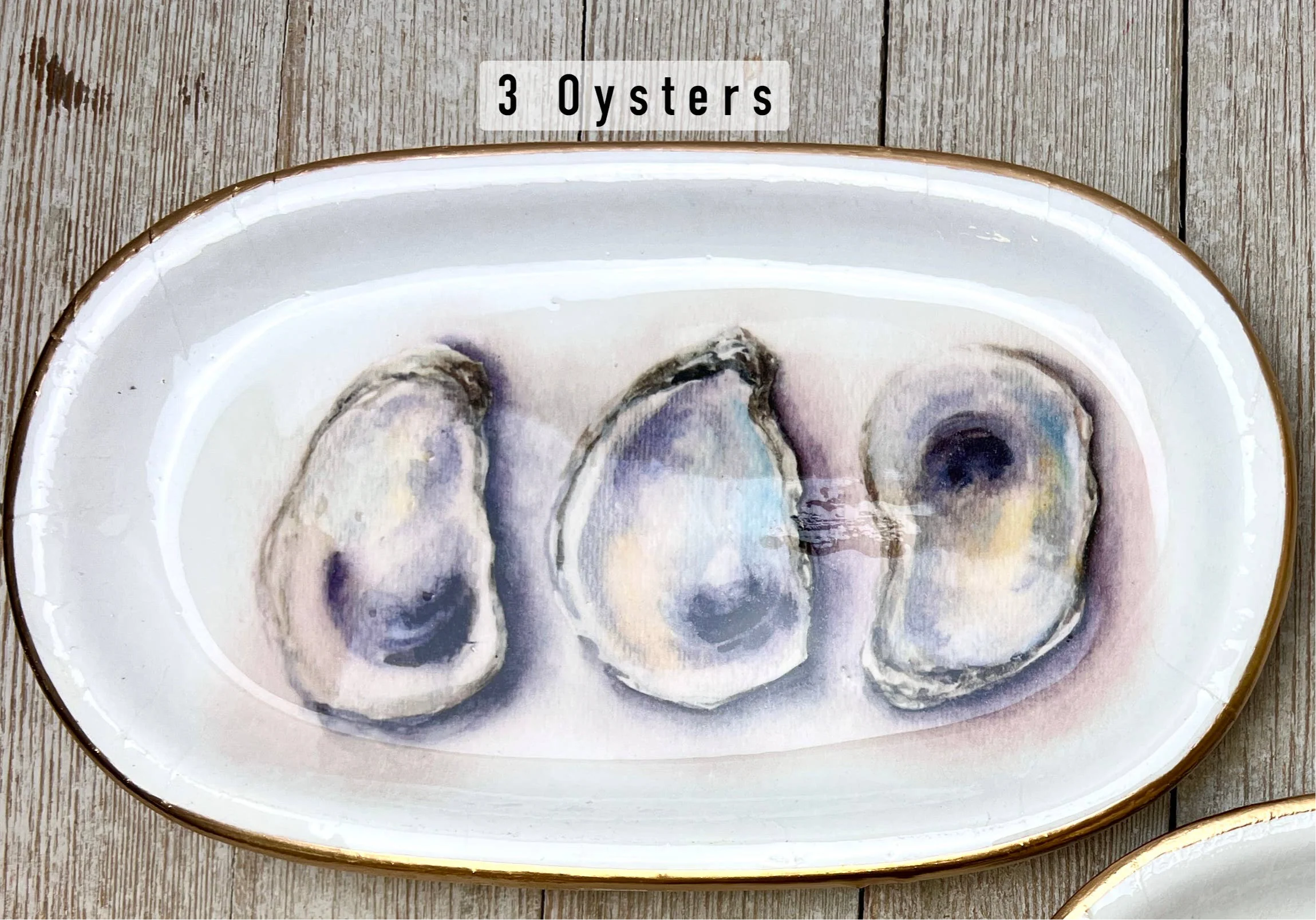 Michelle Allen Designs - Ceramic Jewelry tray- large: 3 Oysters
