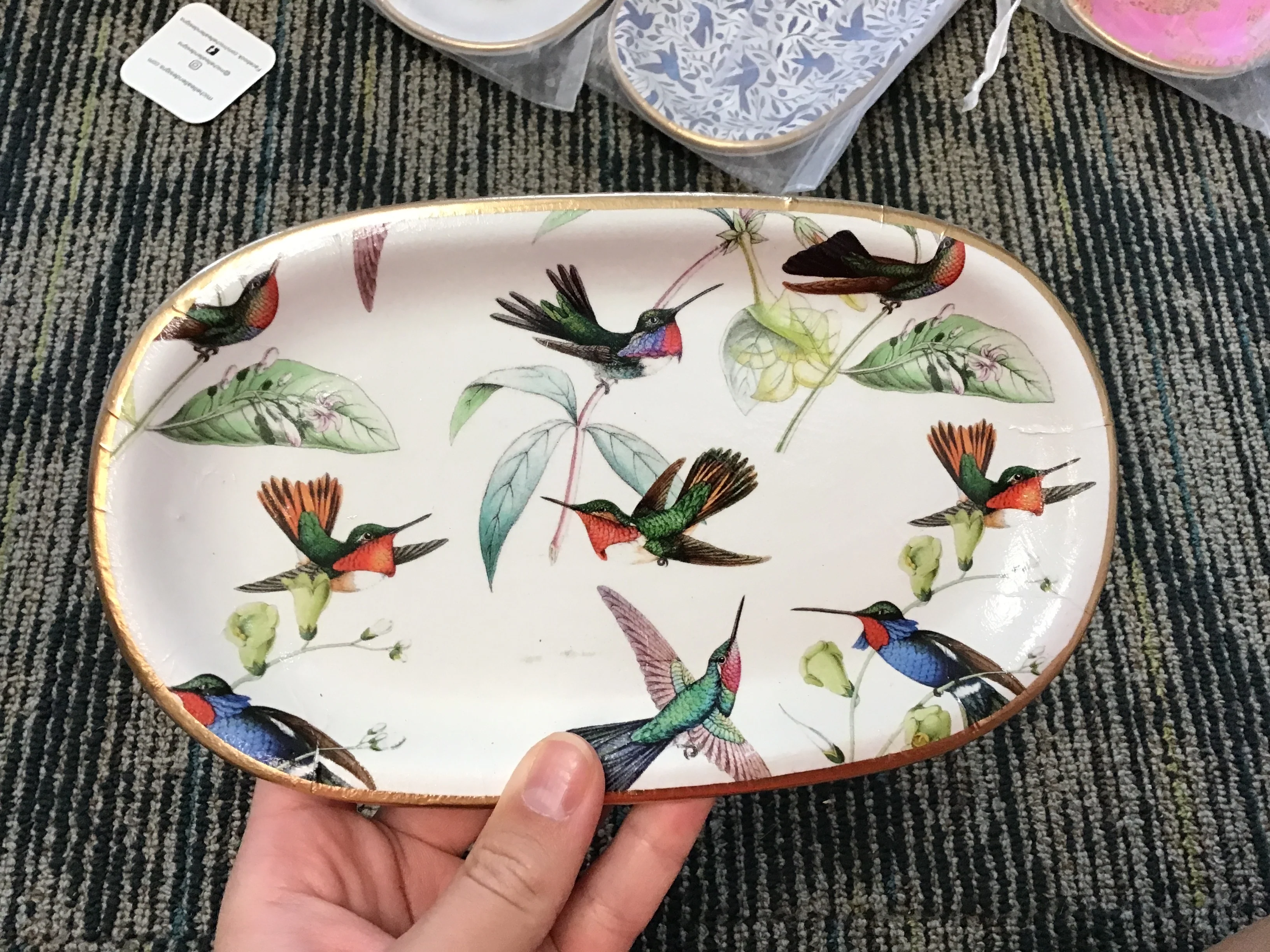 Michelle Allen Designs - Ceramic Jewelry tray- large: Birds