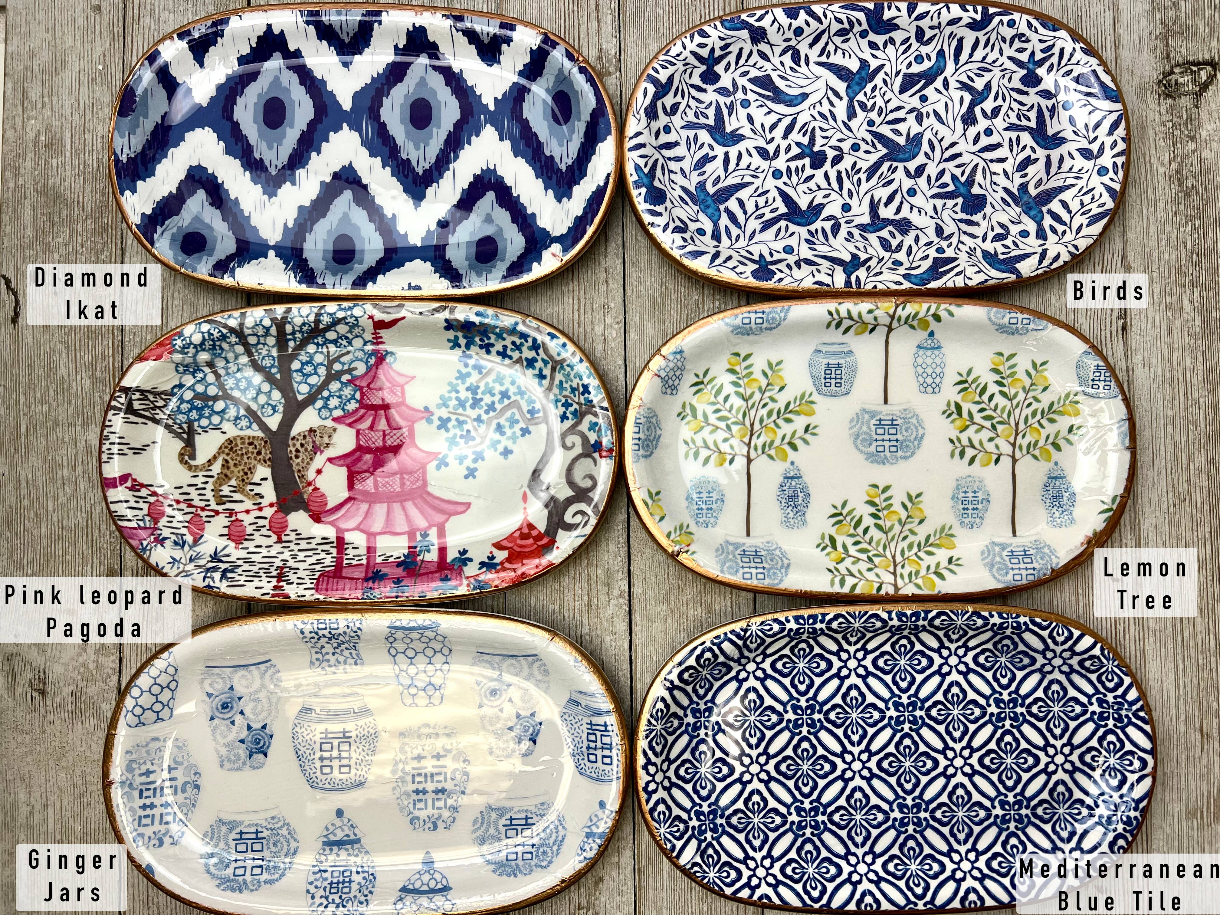 Michelle Allen Designs - Ceramic Jewelry tray- large: Diamond Ikat - Image 3