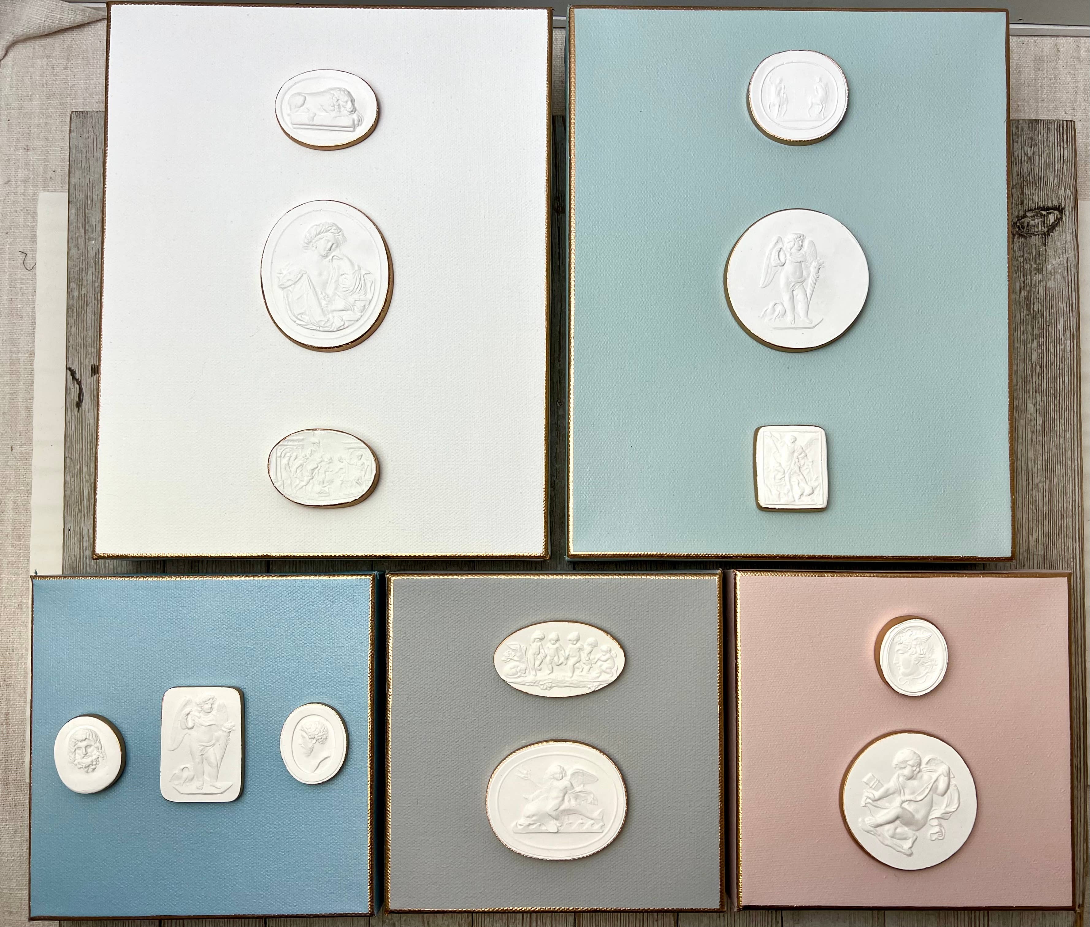 Michelle Allen Designs - Intaglio on Canvas 6x6 or 8x10: Navy / 8x10