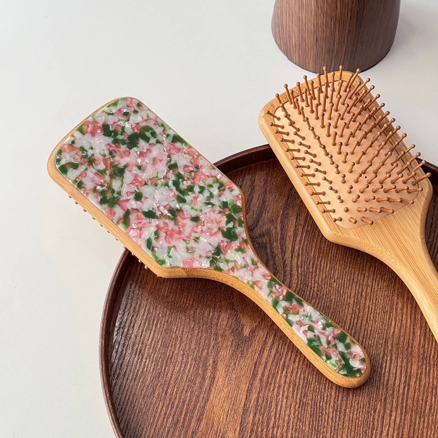 MKS America - Acetate Patterned Paddle Hair Brush with Wooden Edge: C3 / M - Image 4