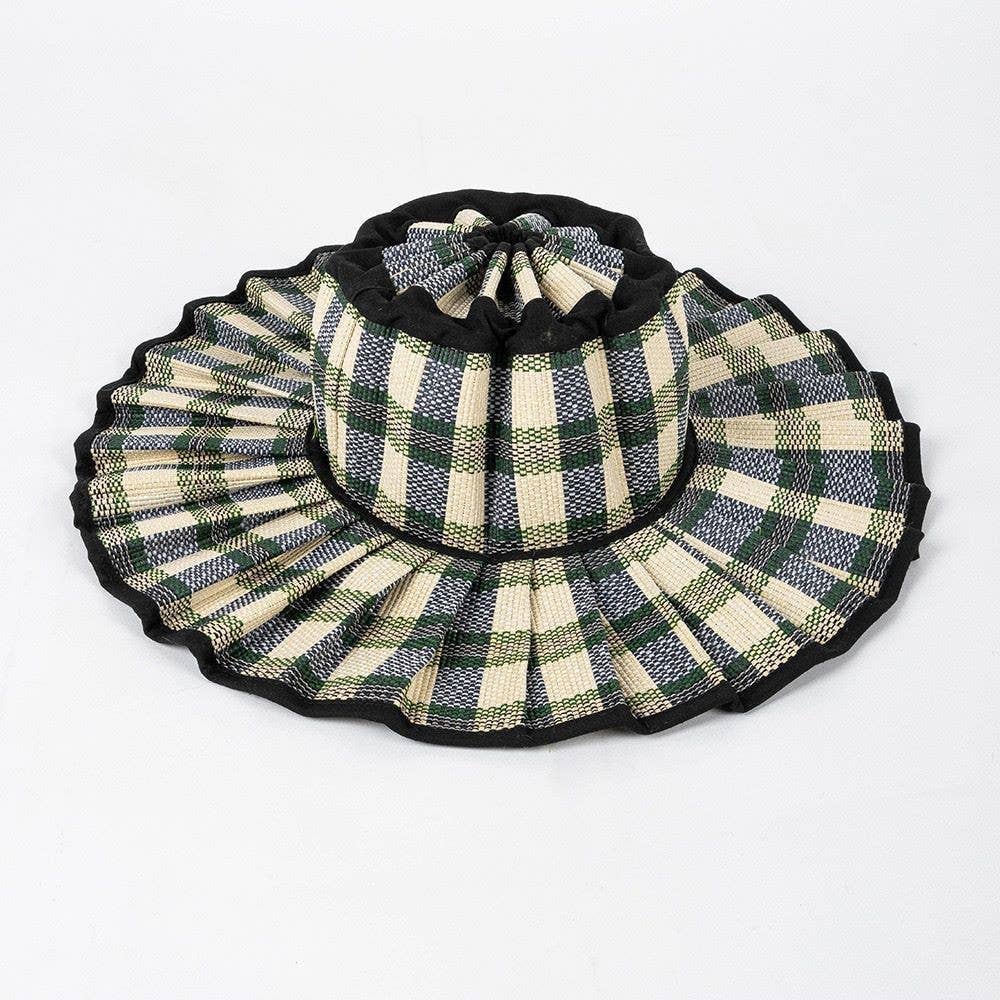 MKS America - Boho Checkered Straw Hat Foldable Beach Sun Hat: TGrass / M - Image 10