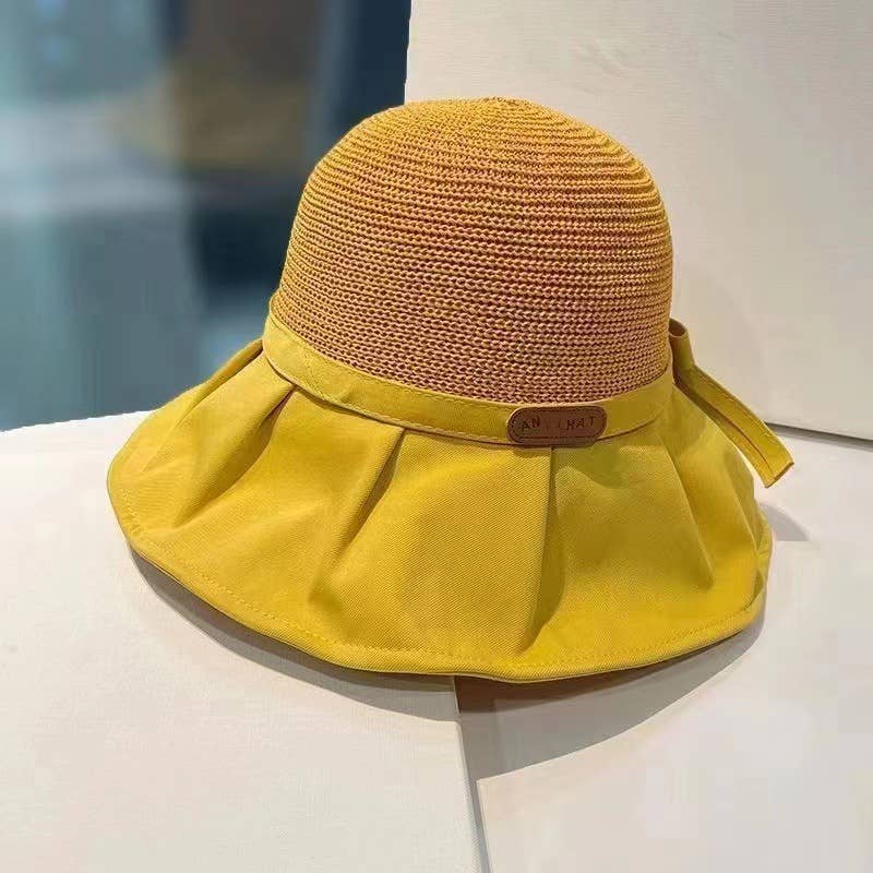 MKS America - Large Brim Bucket Hat Bow Tie Women's Hat: Khaki - Image 7