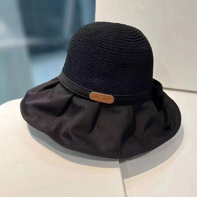 MKS America - Large Brim Bucket Hat Bow Tie Women's Hat: Khaki - Image 8