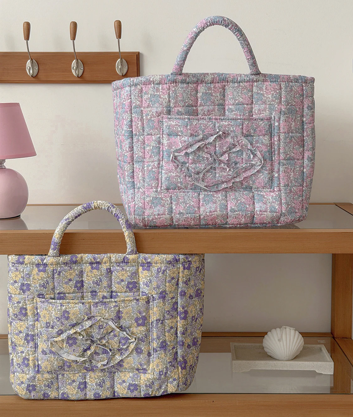 MKS America - Quilted Floral Laundry Basket Foldable Storage Basket: Blue / M - Image 8