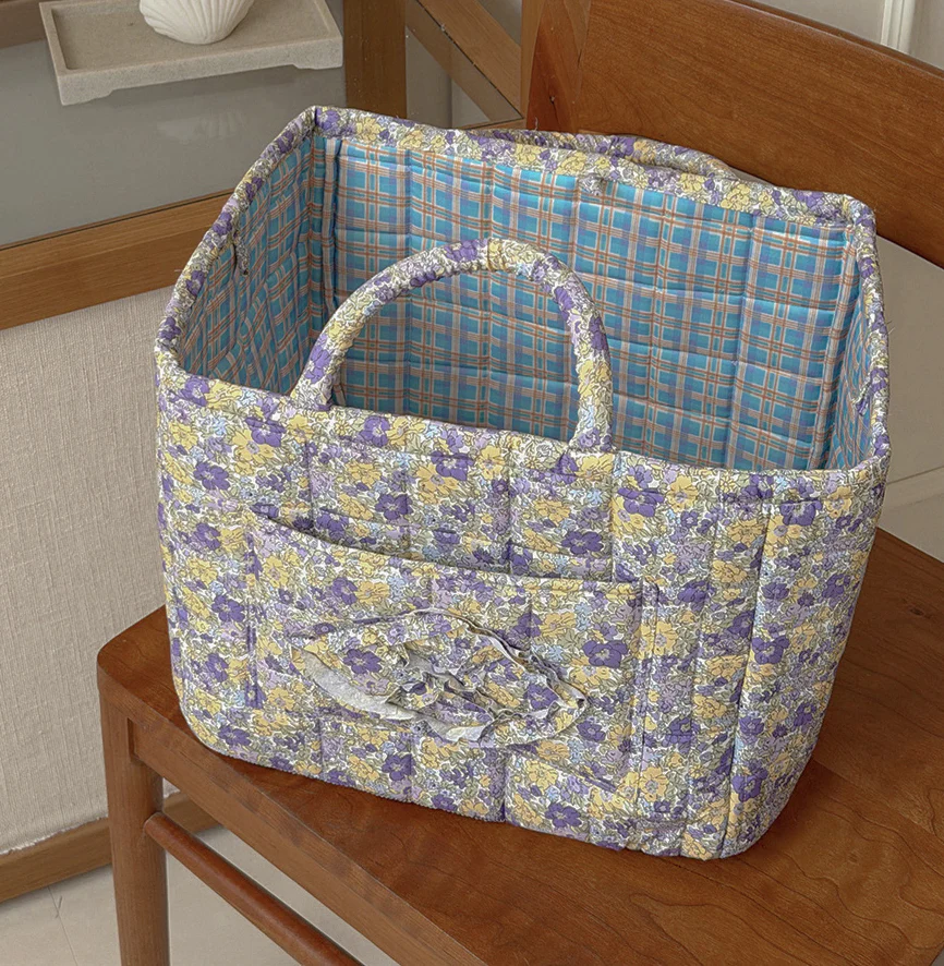 MKS America - Quilted Floral Laundry Basket Foldable Storage Basket: Pink / M - Image 11