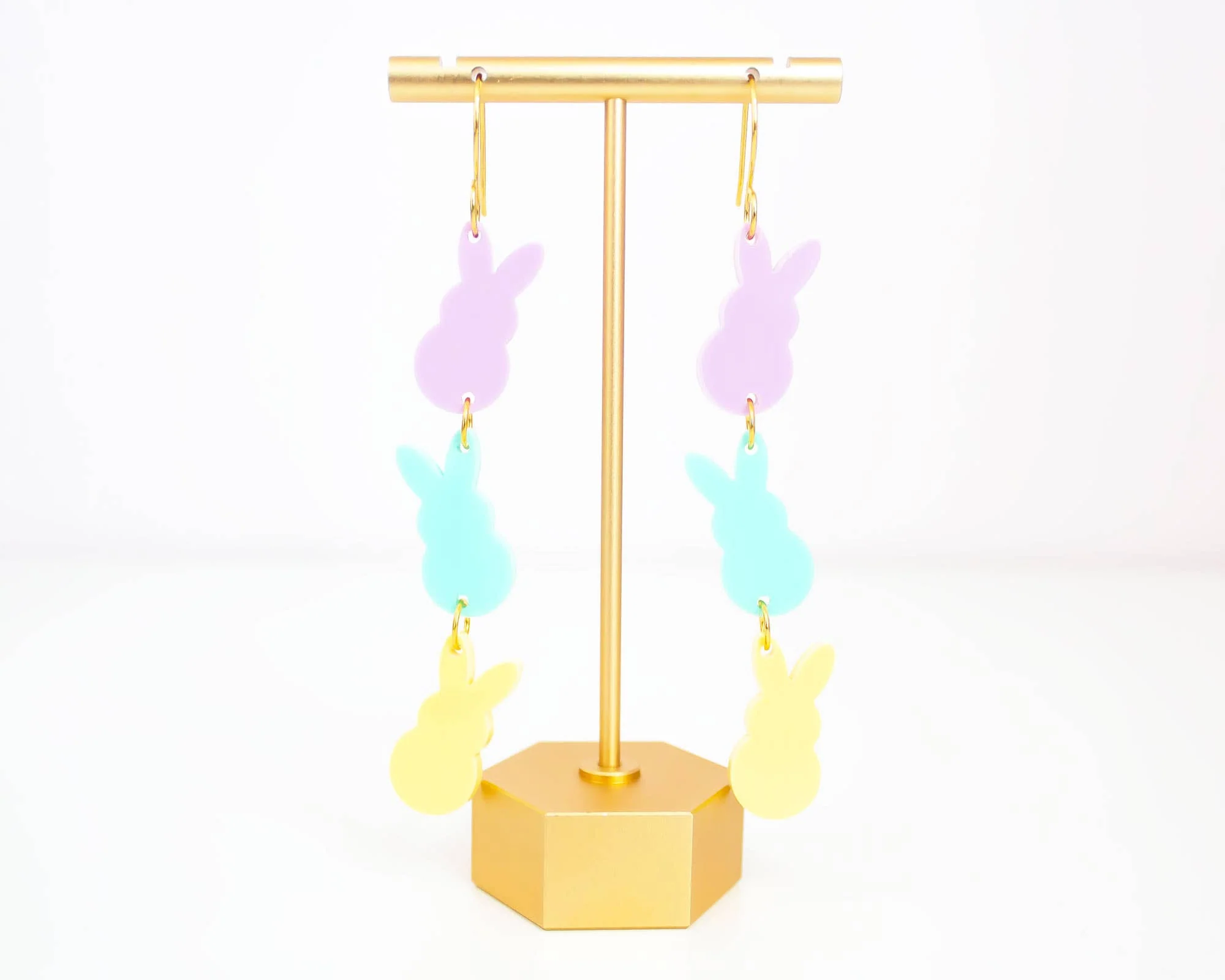 Momenti di Vita - Easter Earrings Bunny Pastel Acrylic Dangles - Image 2