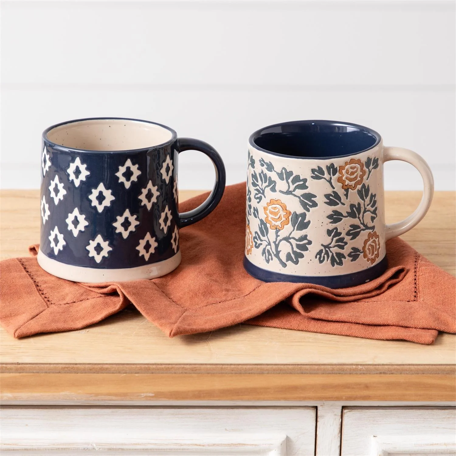 Mug - Blue Floral Motif