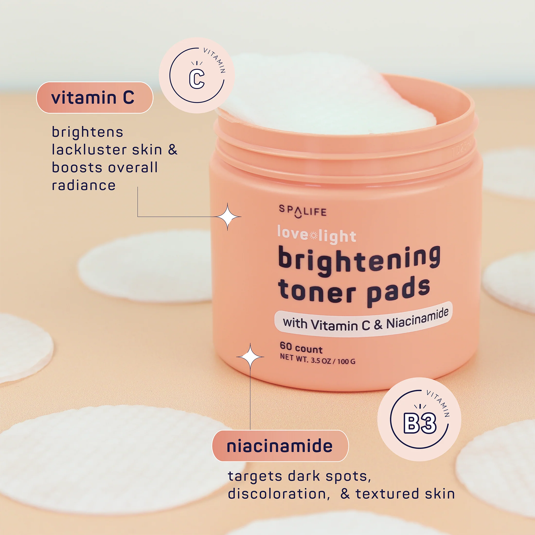 My Spa Life - Love + light Korean Skincare Brightening Toner Pads - 60 Ct - Image 5