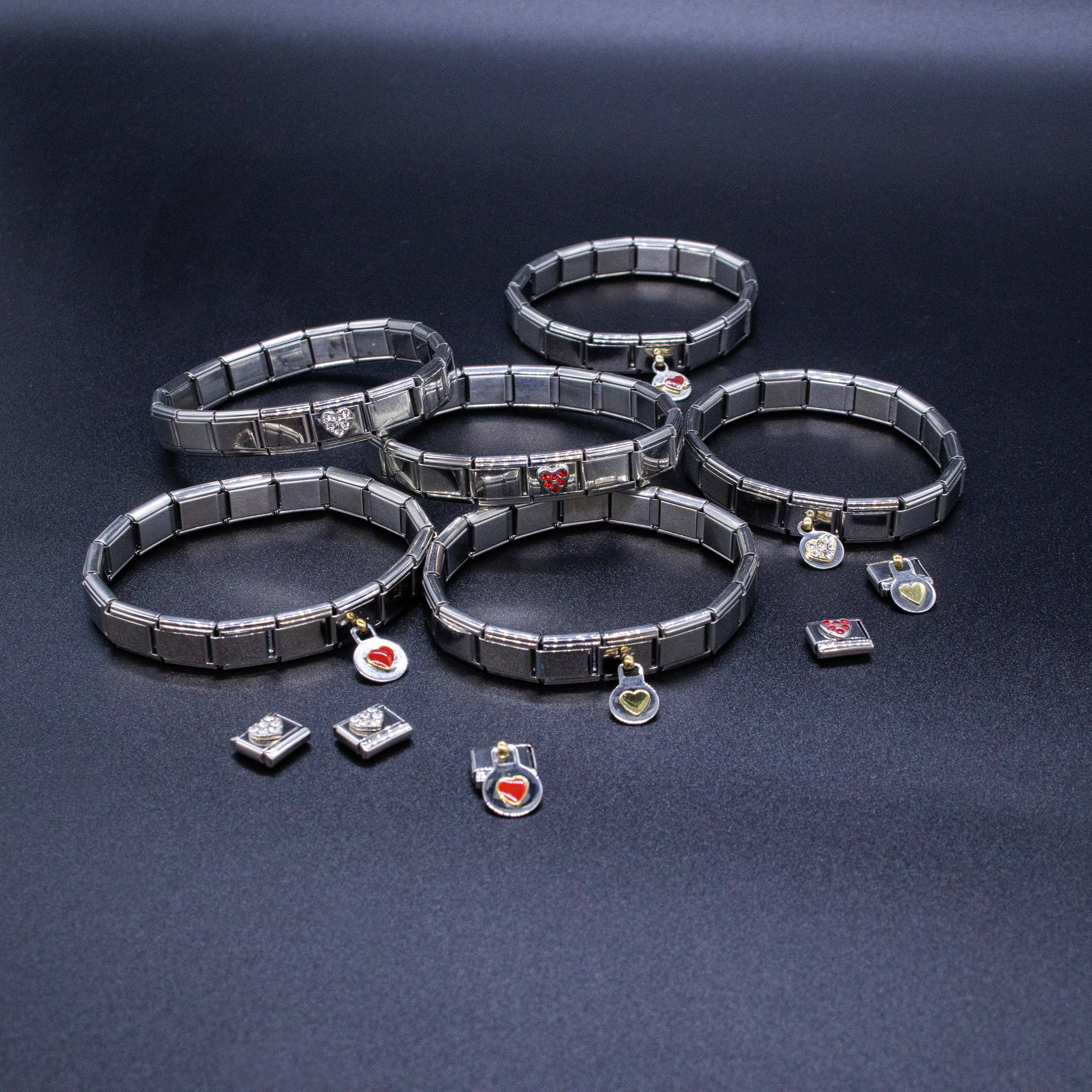 Natalia - Italian Charm Bracelet Charms - 9mm Heart w/ Arrow Links: Flat - Image 2
