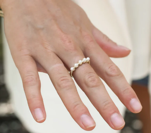 Natalie Wood Adorned Pearl Stacked Ring - Image 2