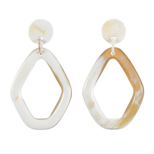 Natural Horn Diamond Drop Earring On Post