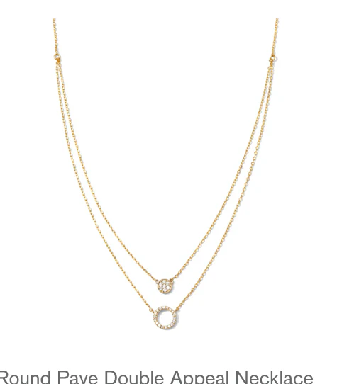 Necklace- Double Layer Appeal- Pave Round, open pave round