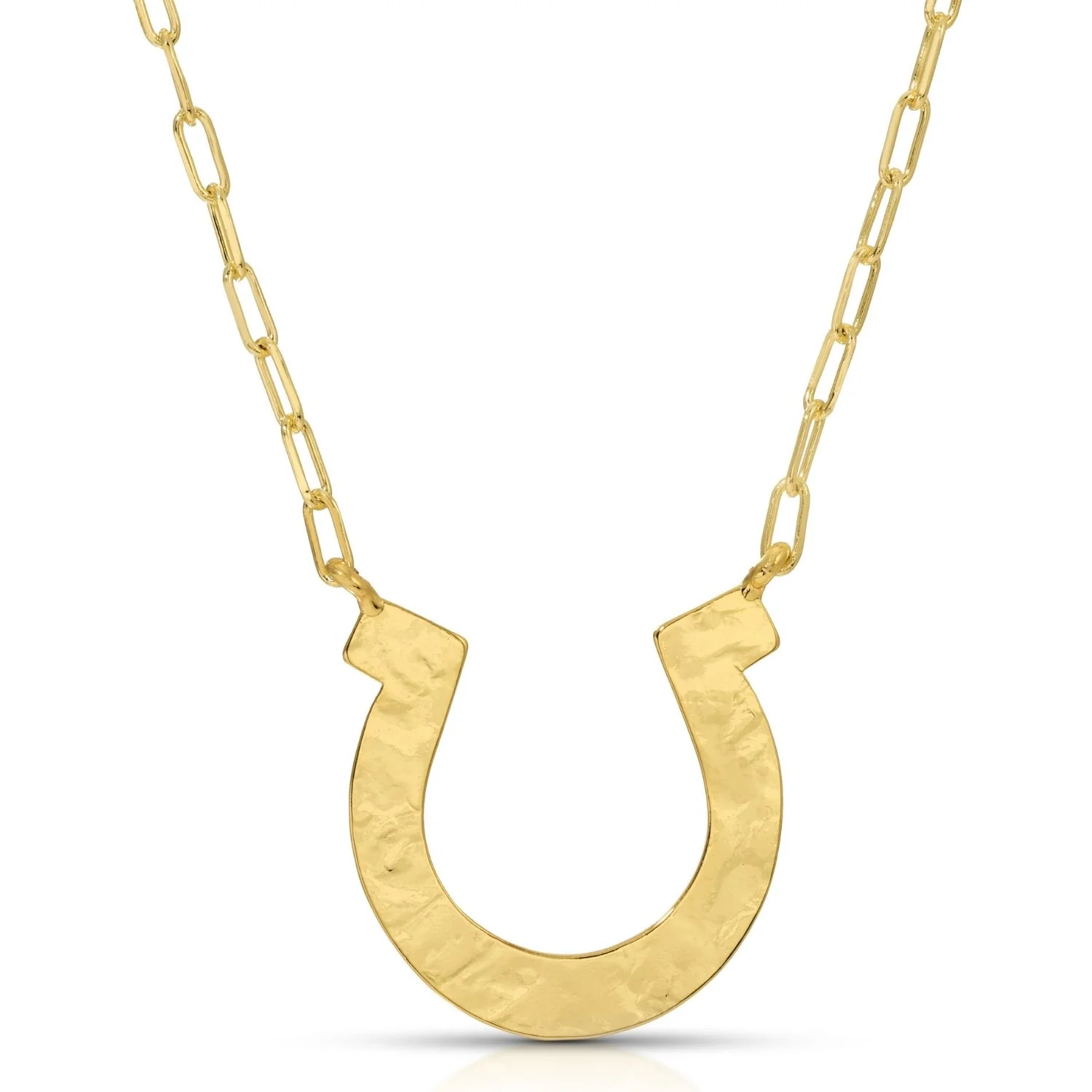 Necklace - Large horse shoe pendant, Gold