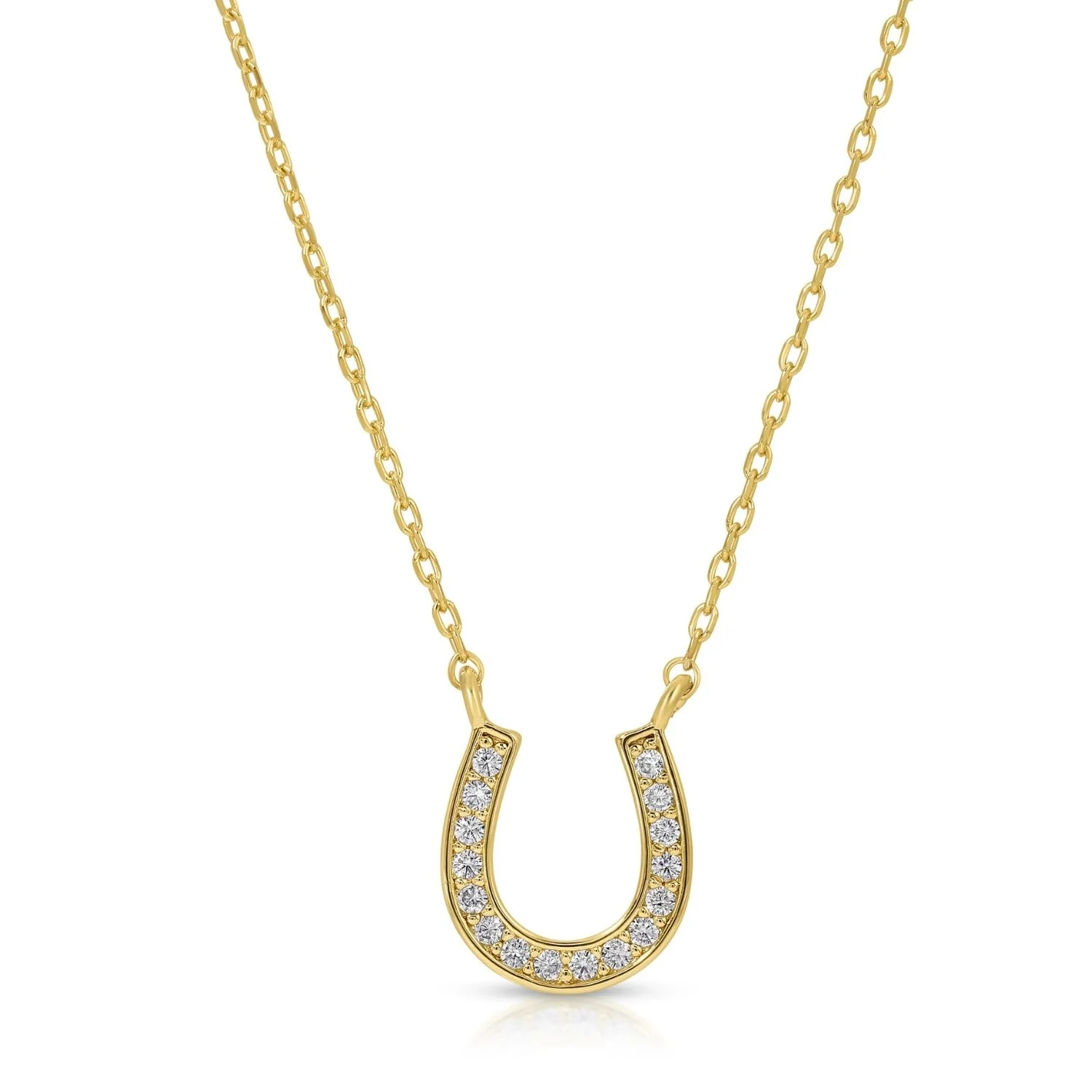 Necklace - Pave Horseshoe Necklace, Gold
