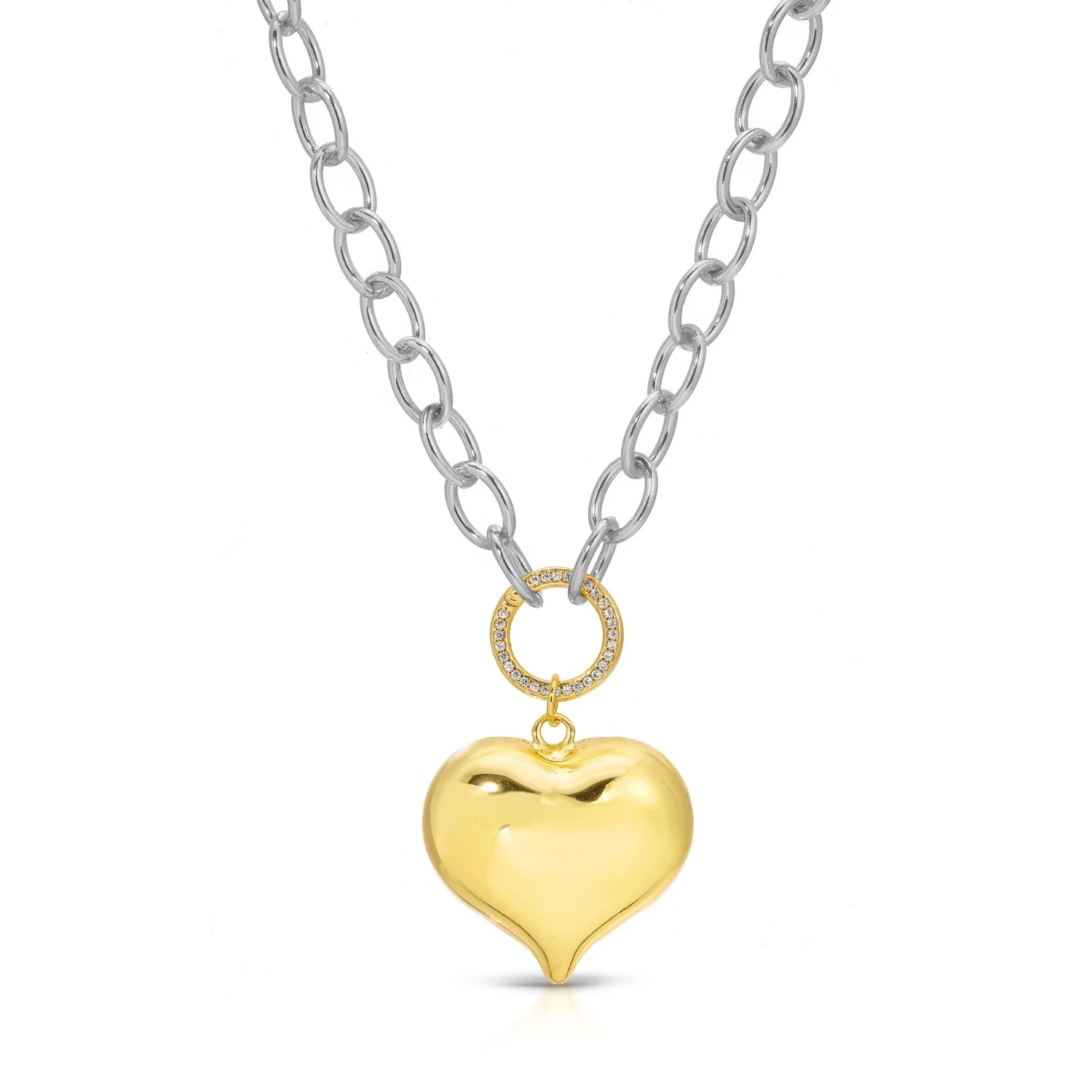 Necklace - Two-Tone Bubble Heart Statement
