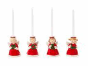 Noel set of 4 Handpainted Angel Candleholders in Gift Box
