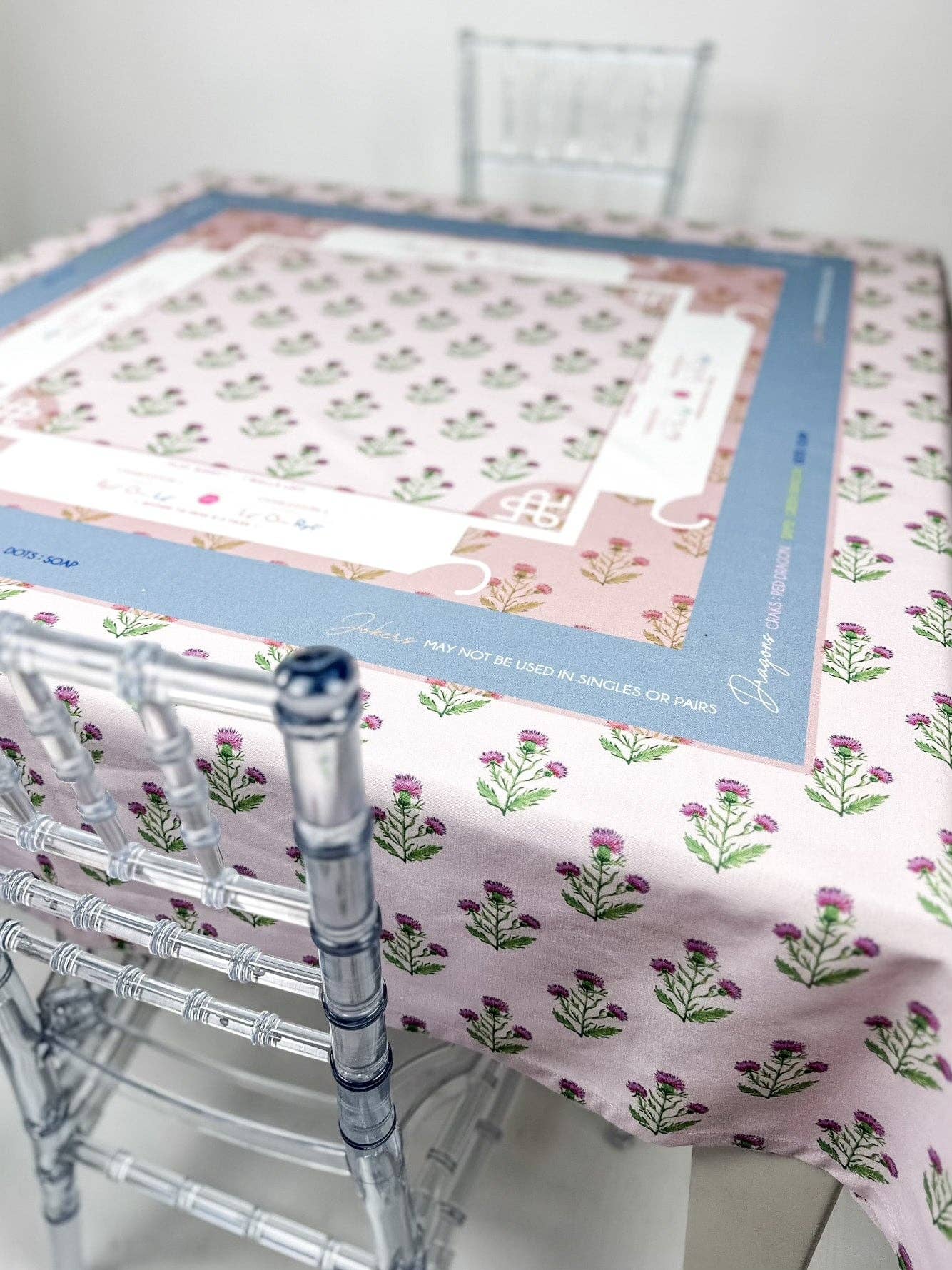 Oh My Mahjong - Pink Instructional Mahjong Tablecloth - Image 2