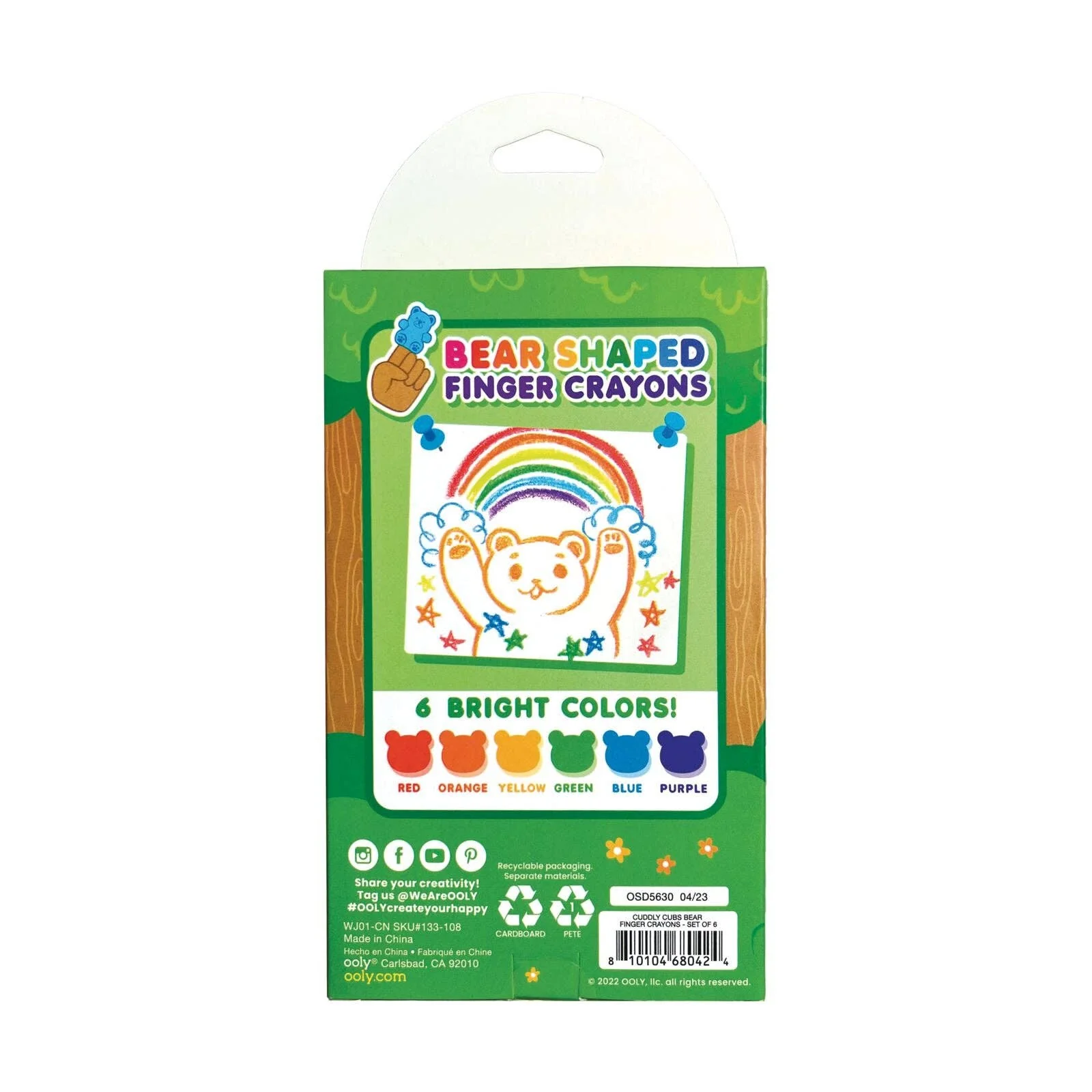 OOLY - Cuddly Cubs Bear Finger Crayons - Set of 6 - Image 2