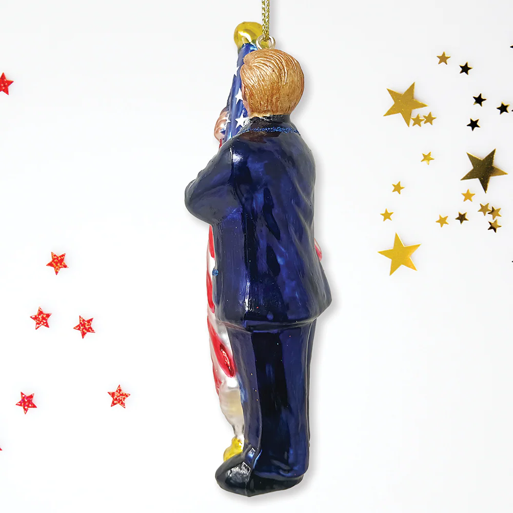 OrnamentallyYou - Donald Trump Kissing the American Flag Glass Ornament - Image 7