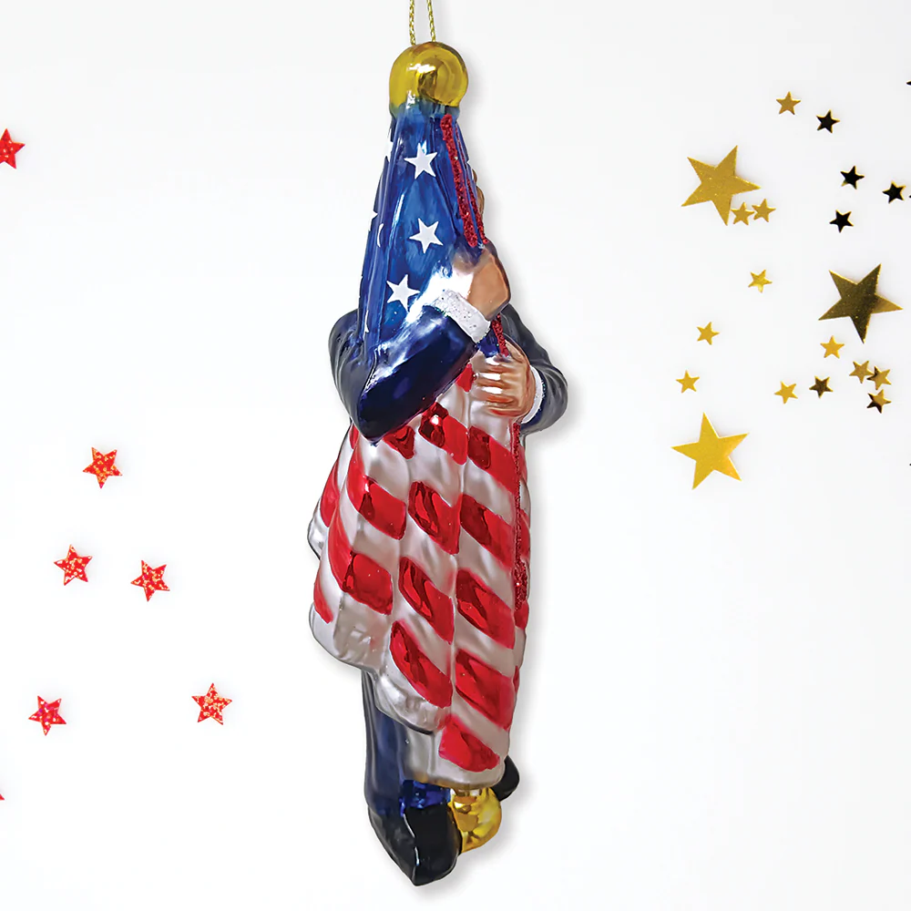 OrnamentallyYou - Donald Trump Kissing the American Flag Glass Ornament - Image 8