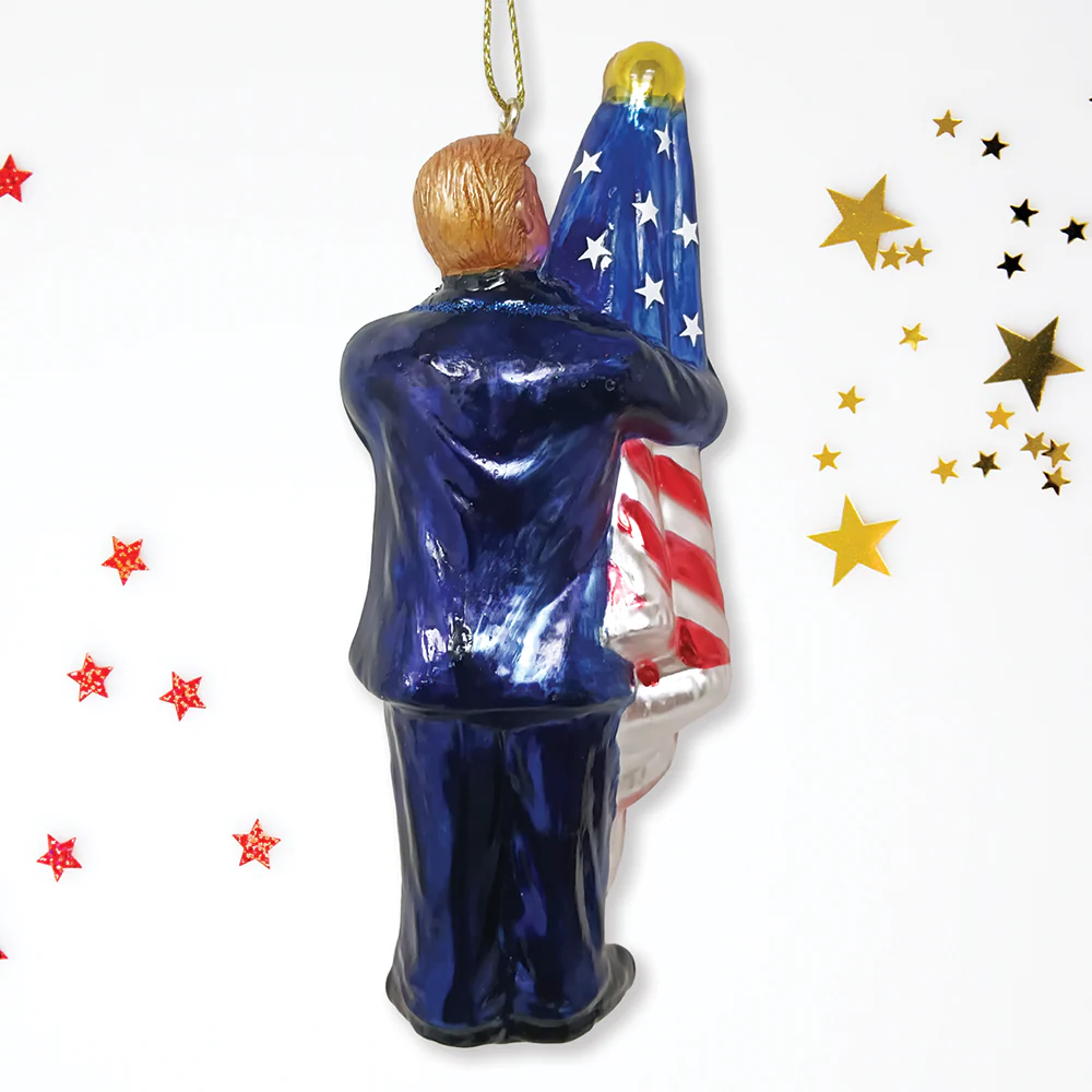 OrnamentallyYou - Donald Trump Kissing the American Flag Glass Ornament - Image 9