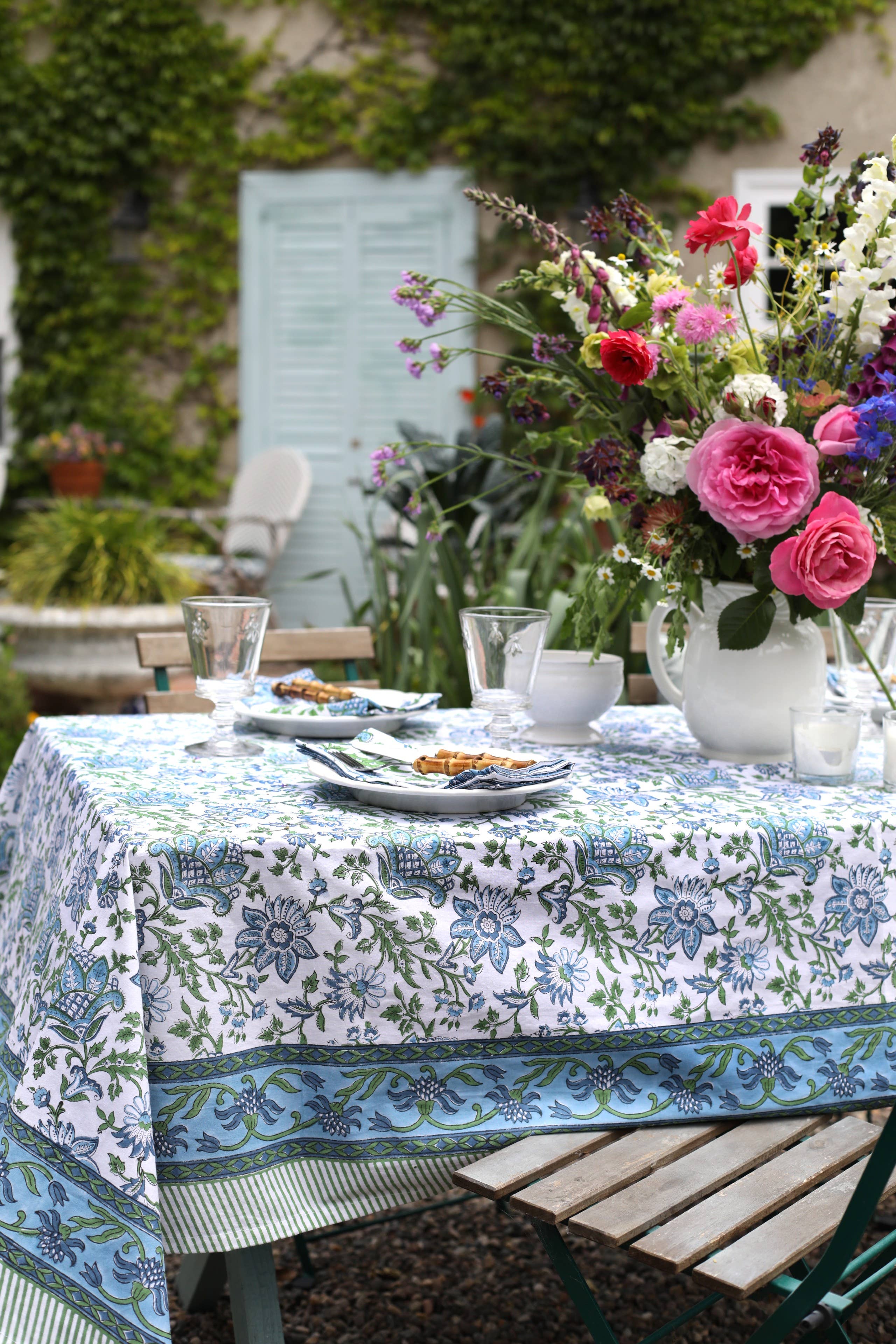 PACIFIC & ROSE TEXTILES - Tablecloth Gayatri Blue/Green: 60x92 - Image 2