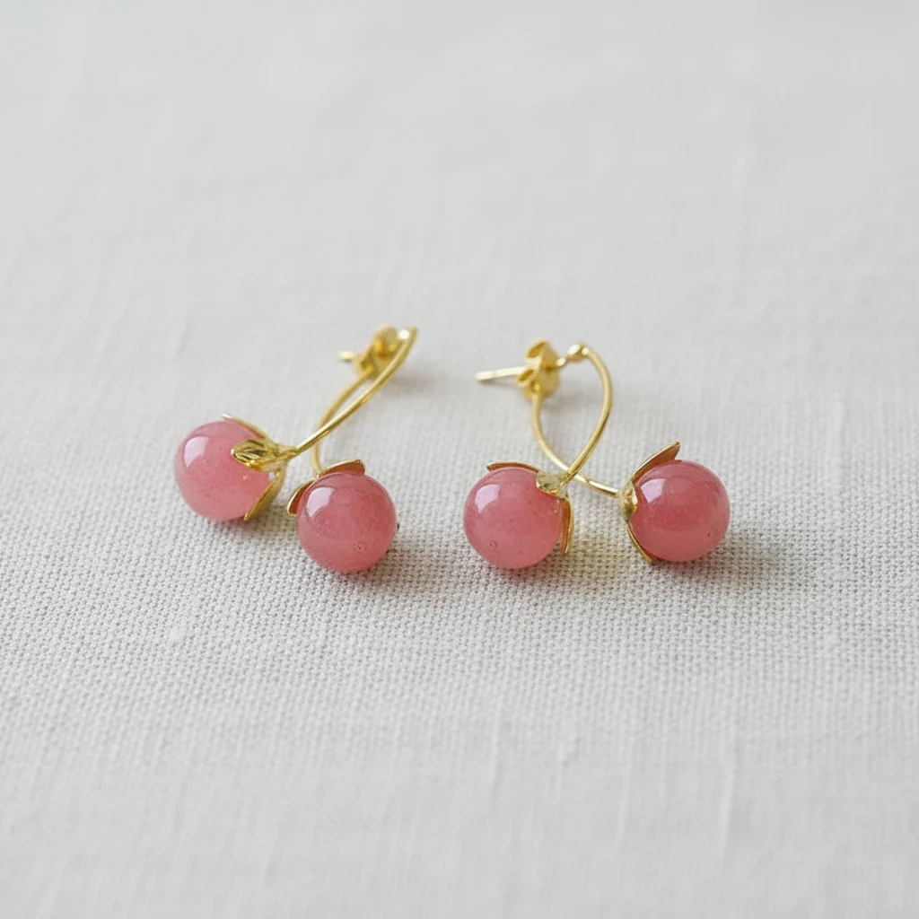 paperln - Pink Tomato Drop Earrings - Image 2
