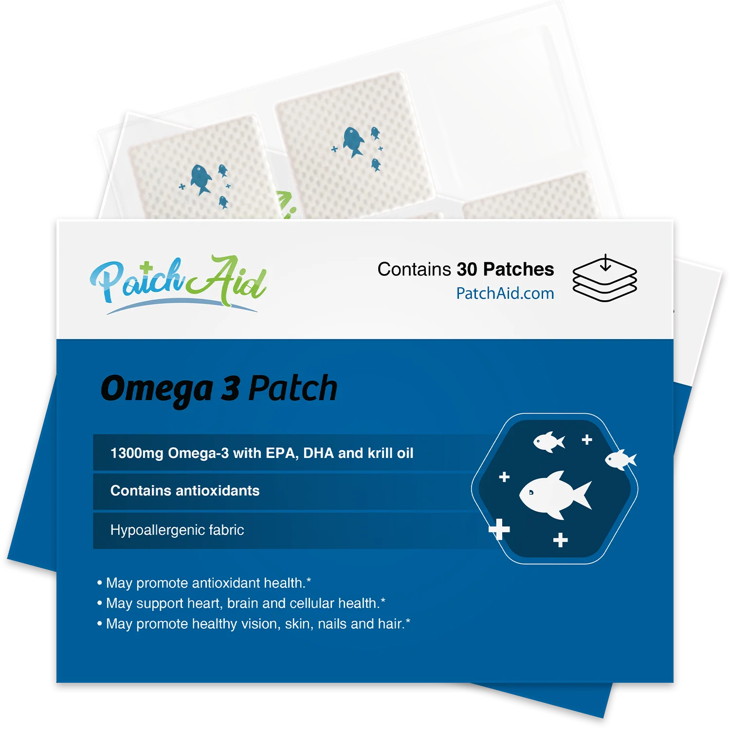 PatchAid - Omega-3 Vitamin Patch - Heart & Brain Health Support: 1-Pack