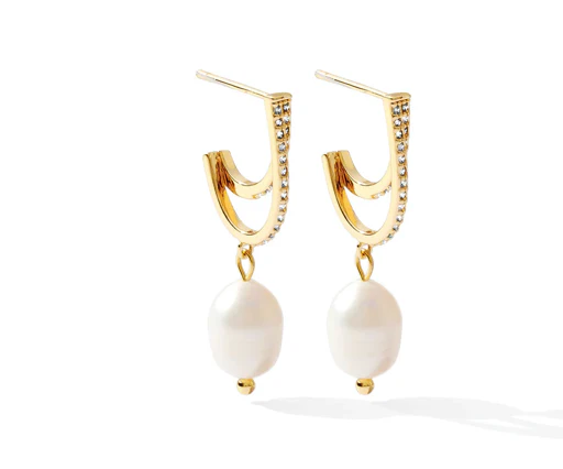 Pave Pearl Drop Earrings