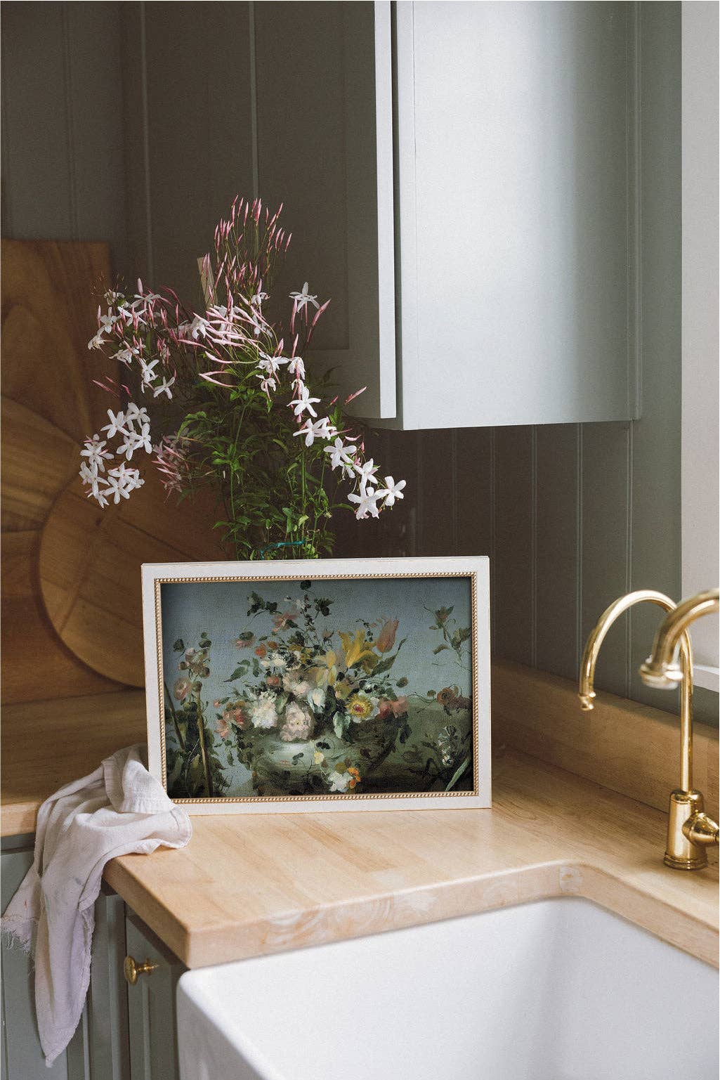 Petal Lane Home - Blue Still Life with Flowers: 9x7 - Image 2