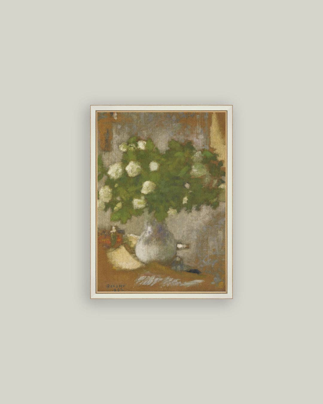 Petal Lane Home - Snowball Flowers Framed Antique Art: 11x15
