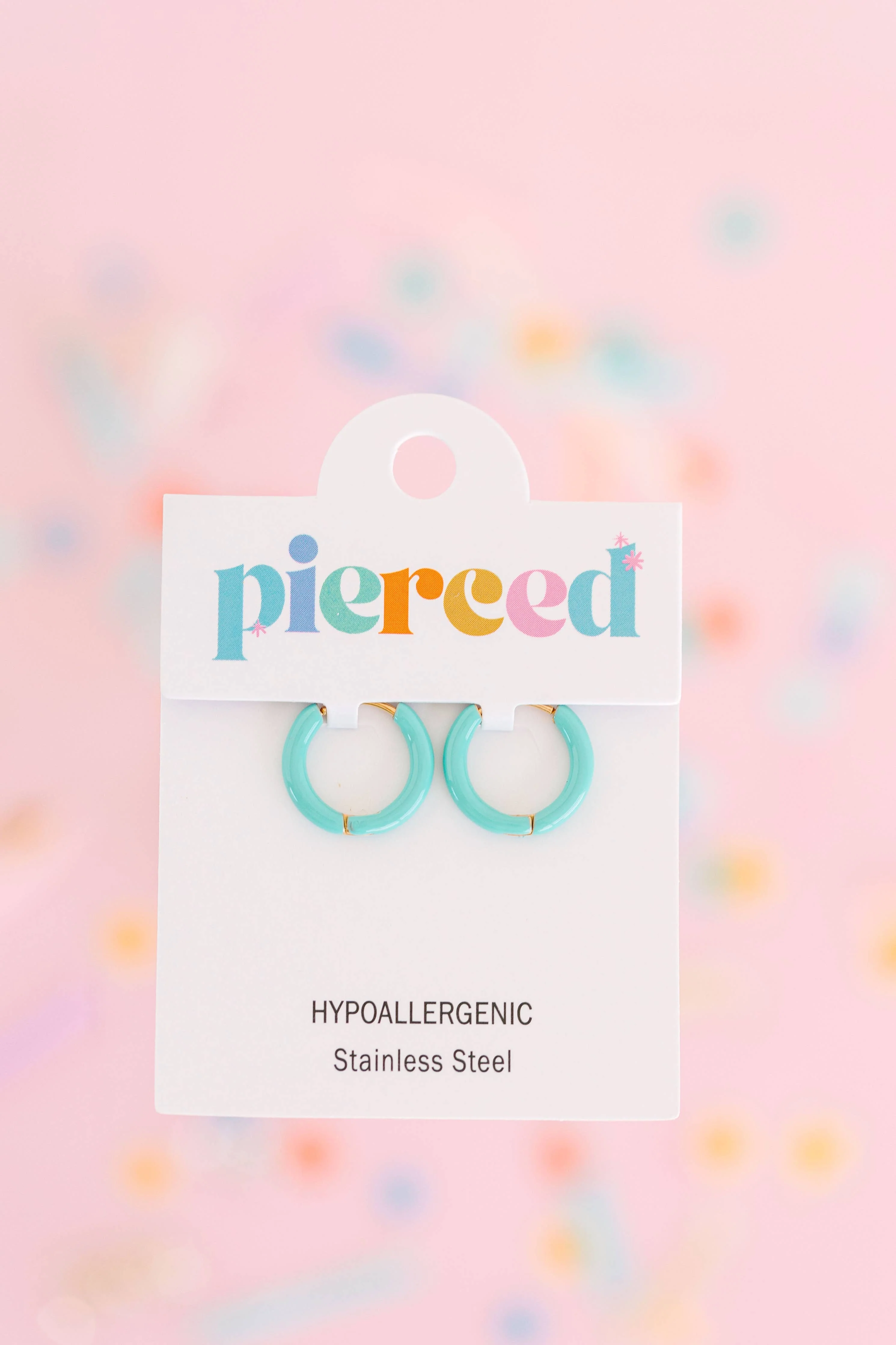 Pierced Co - Colored Huggies Earrings: Teal