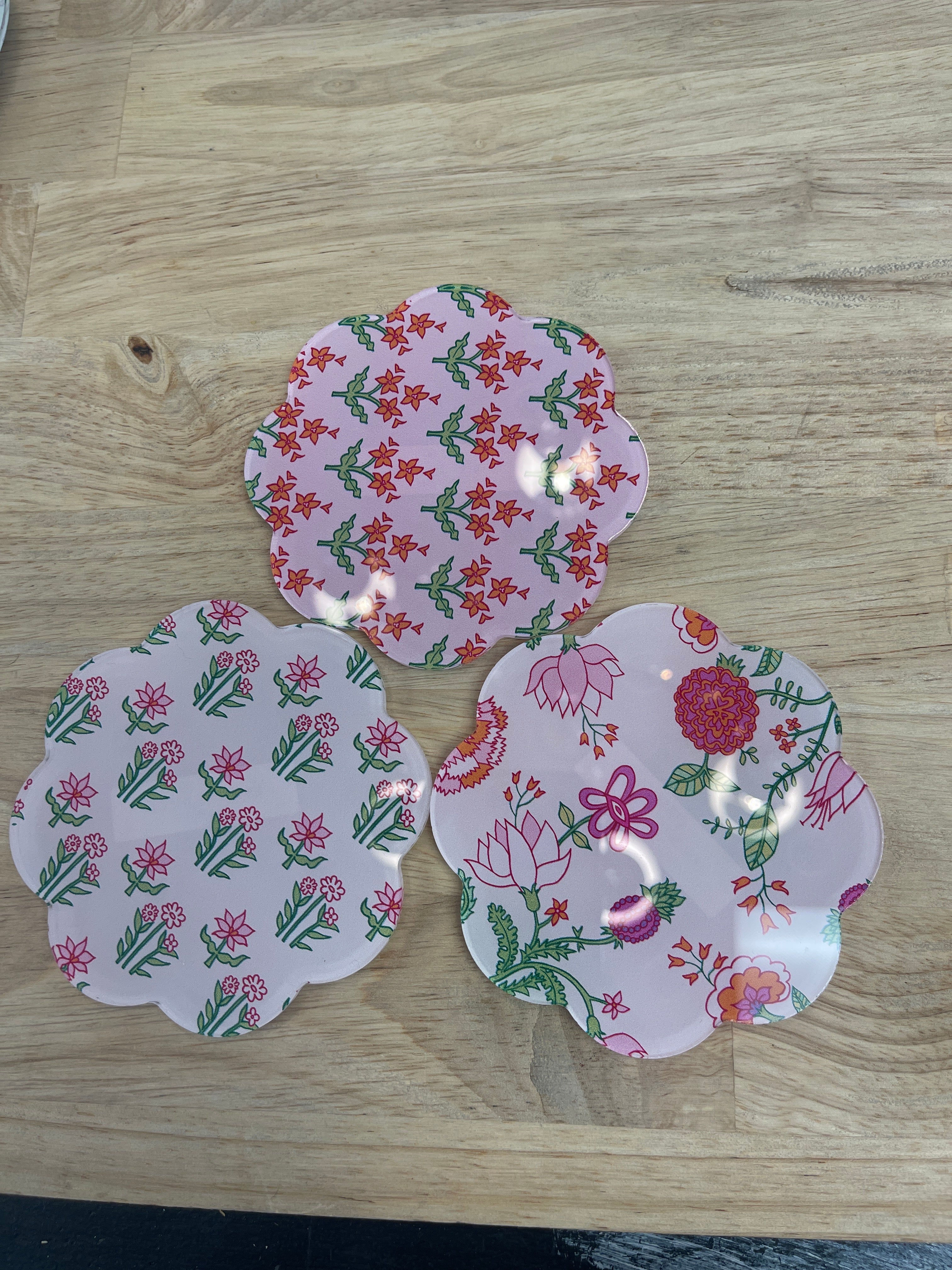 Pink Block Print Coaster