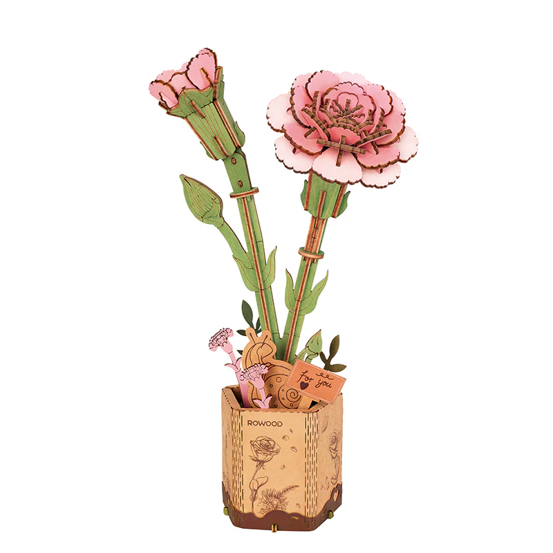 Pink Carnation Wooden Set