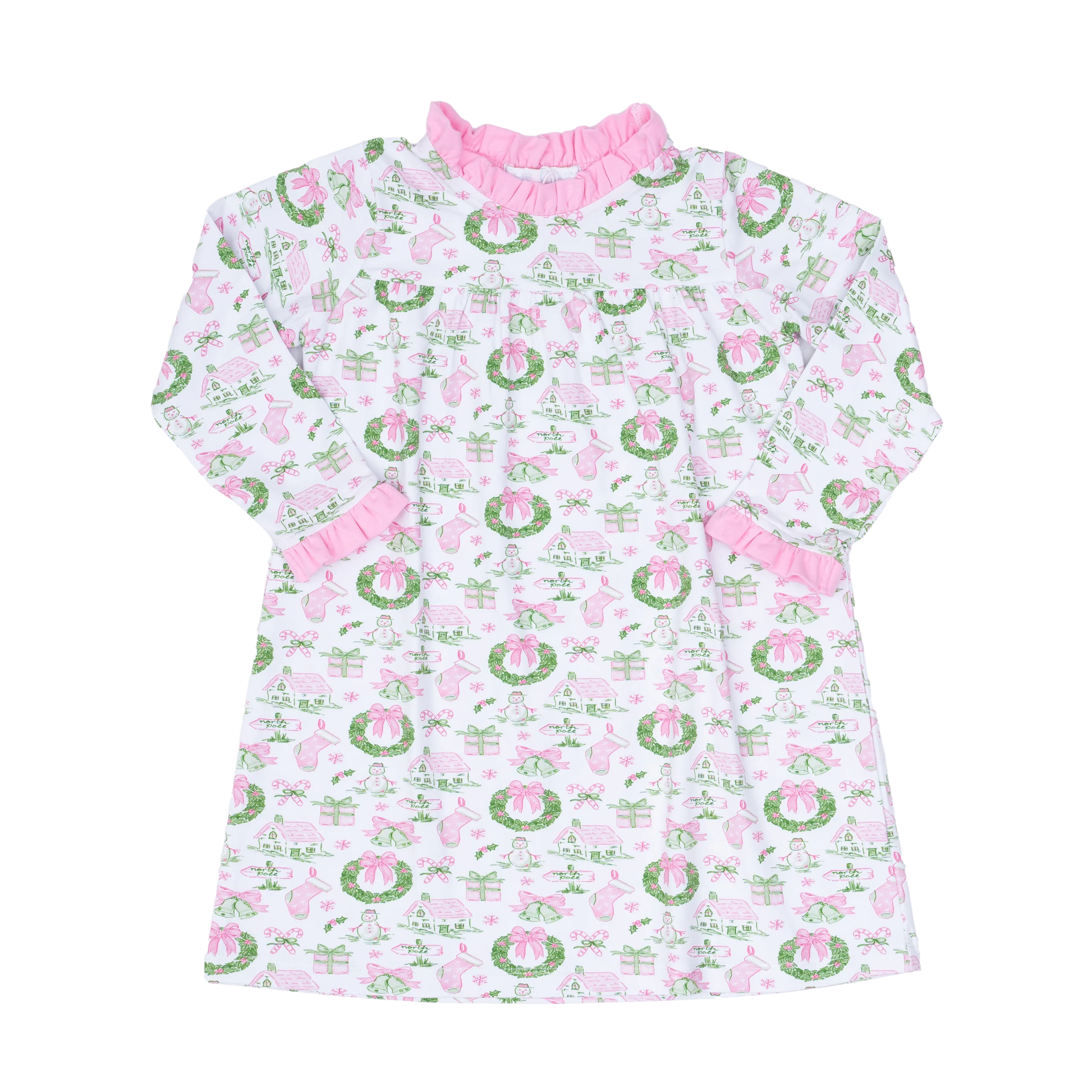 Pink Holiday Toile Loungewear Dress