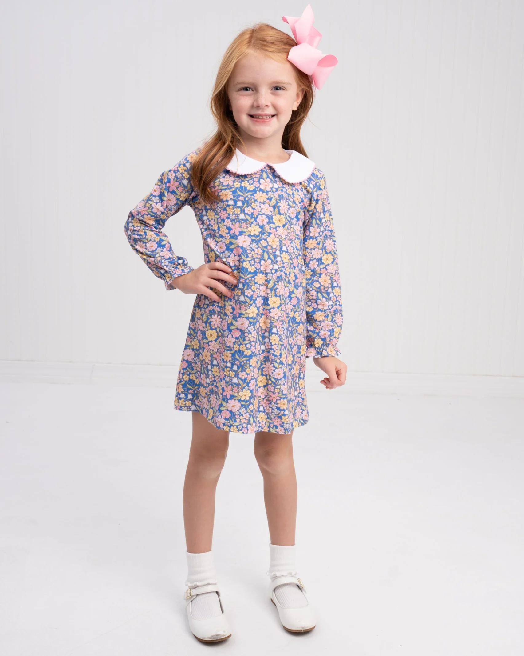 Presley Kait Ditsy Navy Pink Watercolor Dress - Image 2