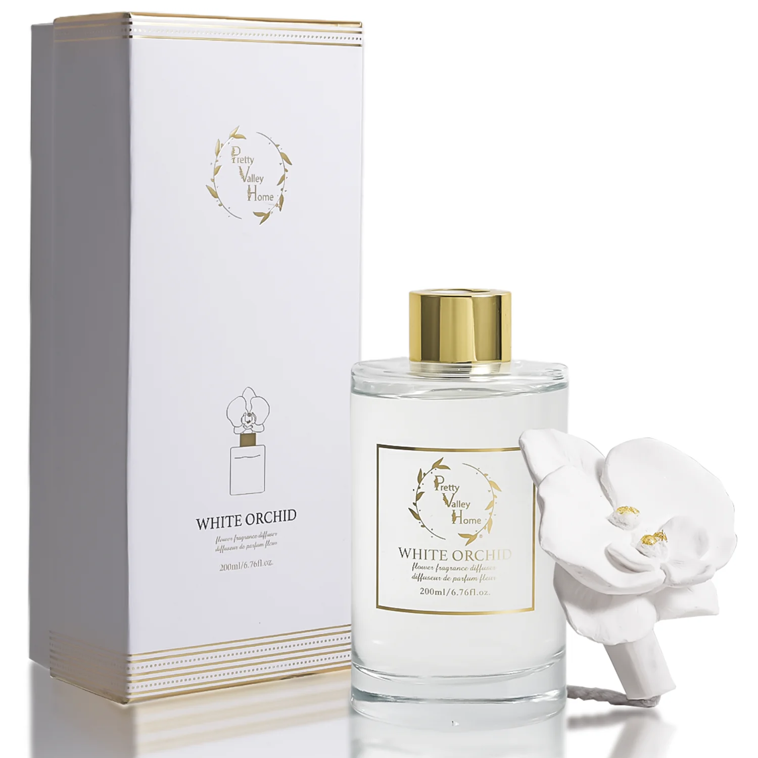Pretty Valley Home - Orchid Flower Diffuser Gift Set - White Orchid - Image 2