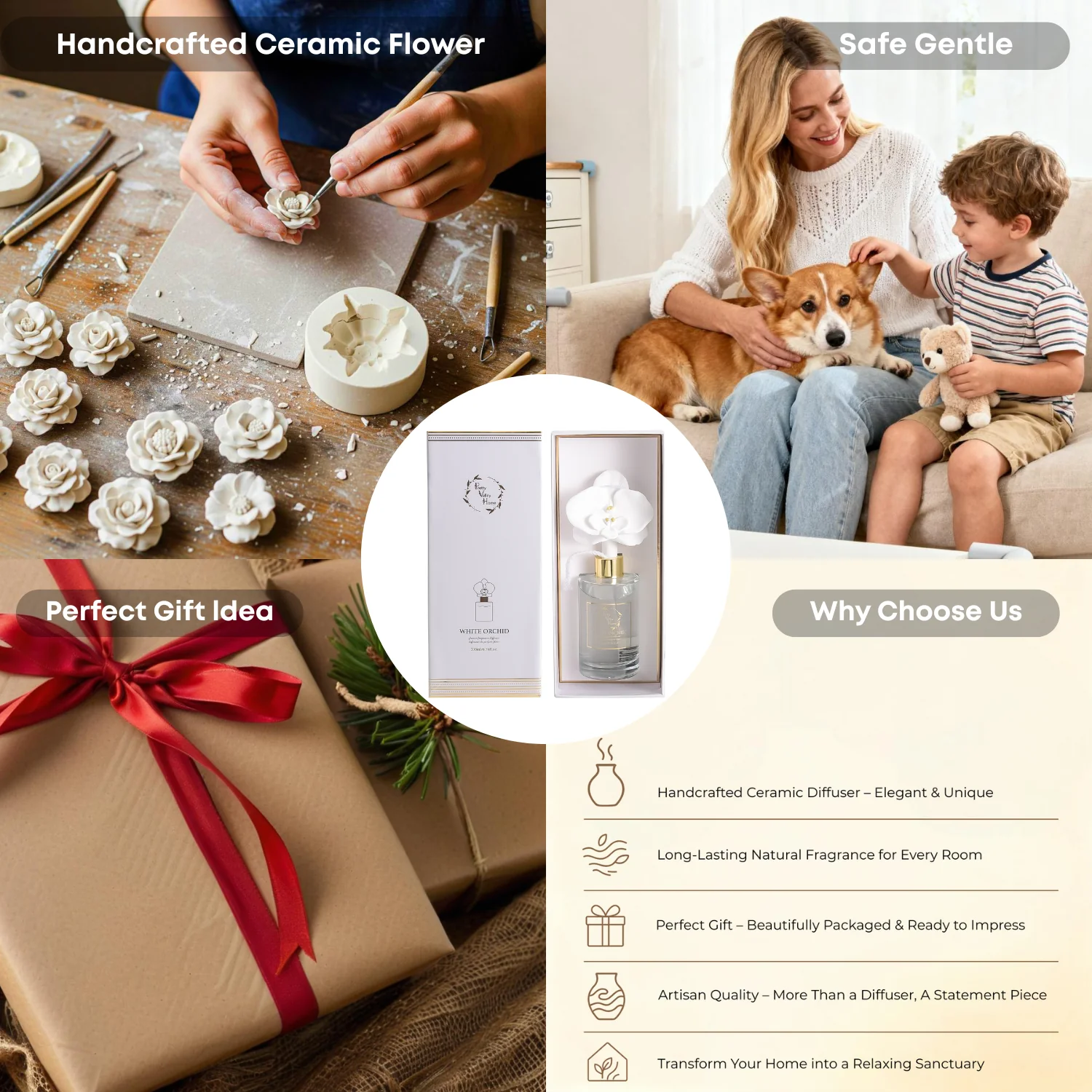 Pretty Valley Home - Orchid Flower Diffuser Gift Set - White Orchid - Image 5