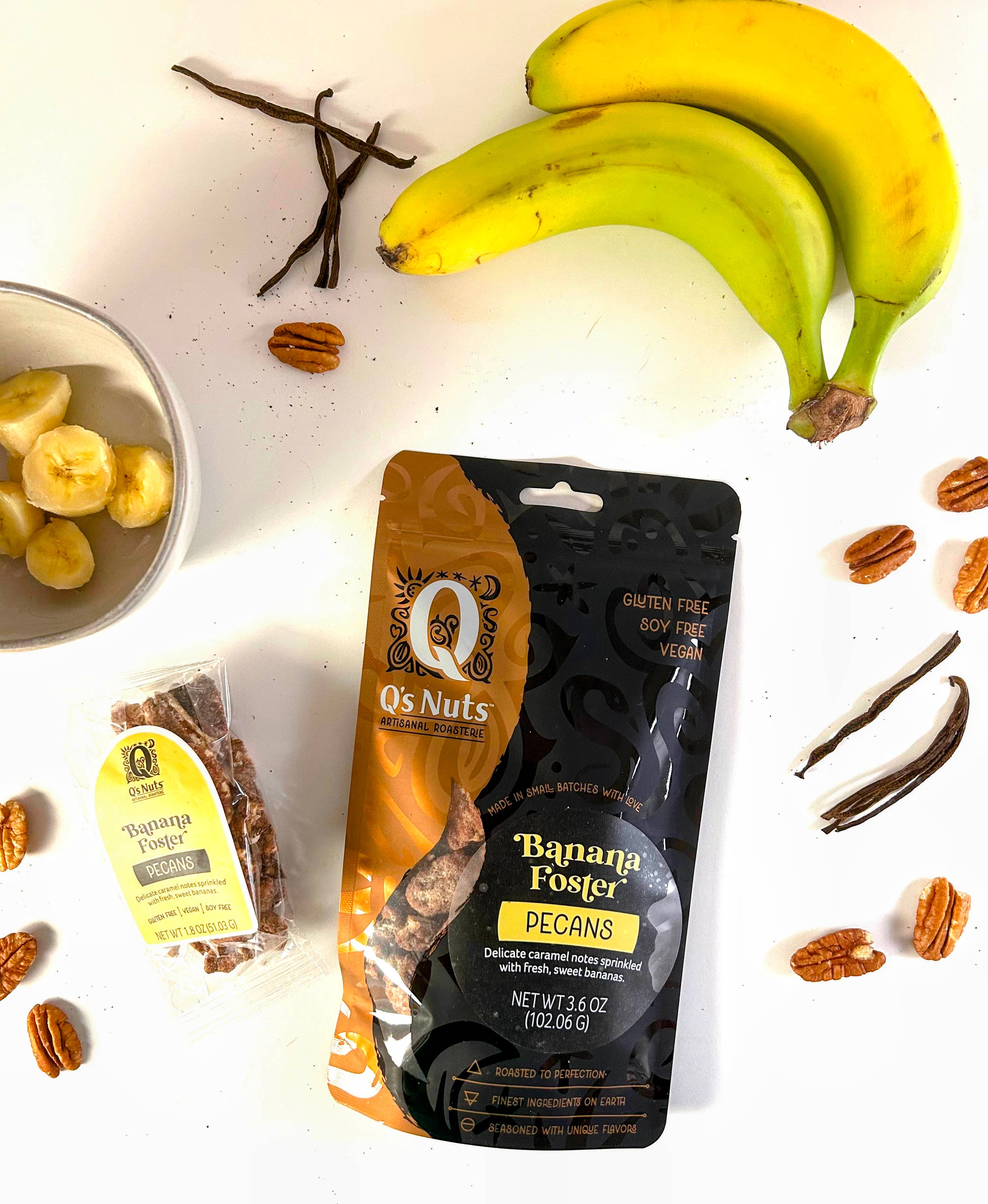 Q's Nuts, LLC - 1.8 oz Banana Foster Pecan - Image 3